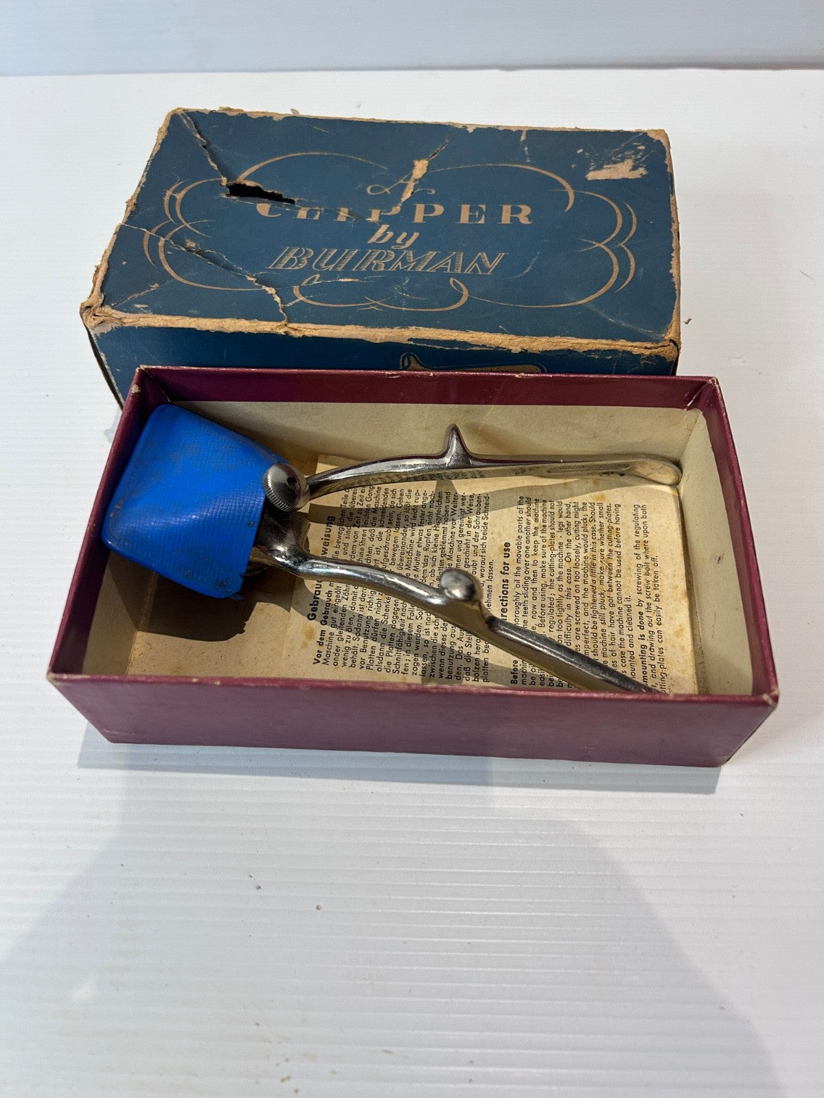 Vintage Burman Manual Hair Clipper w/ Box – Made in England Barber Tool