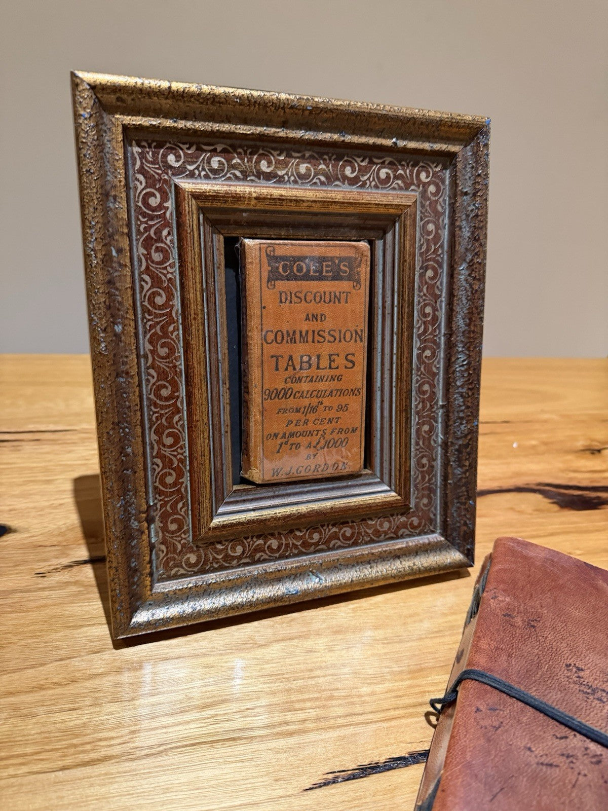 Coles Discount & Commission Tables Antique Mini Book Framed Display