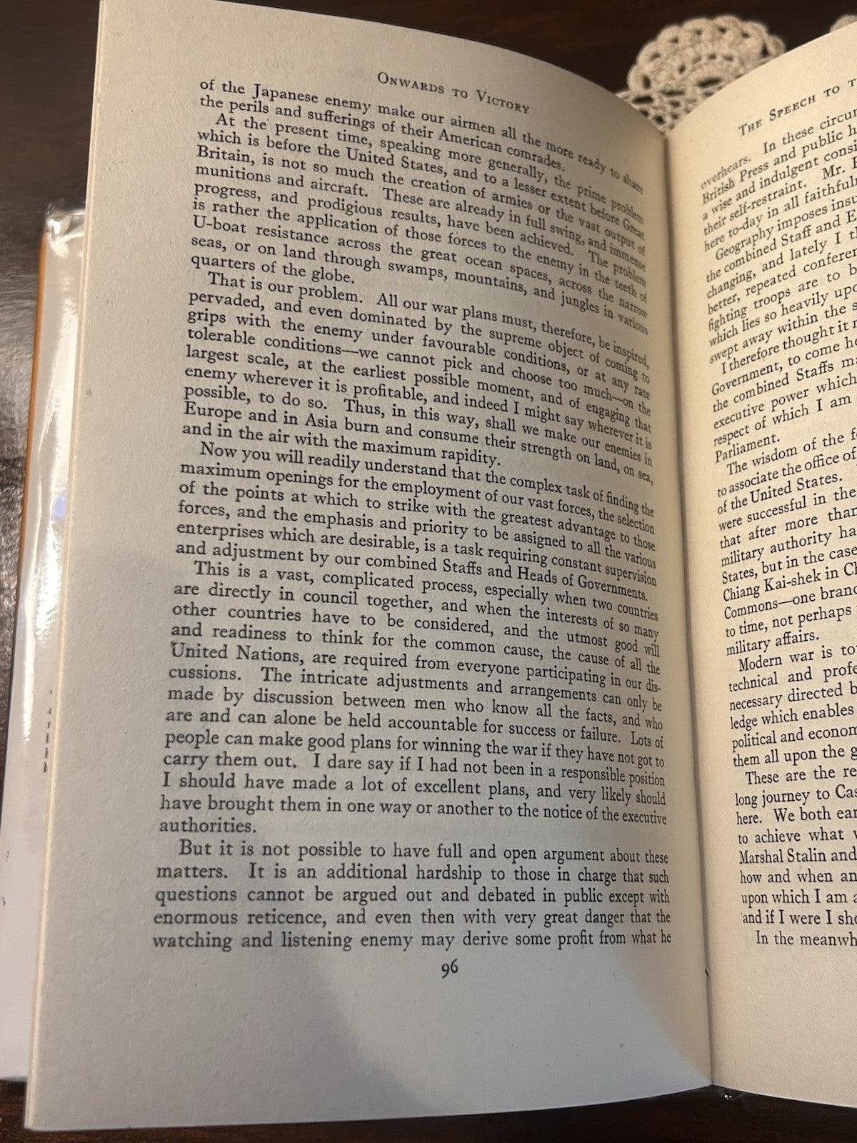 Winston Churchill Onwards to Victory 1944 1st Ed HC DJ 4th War Speeches Vol