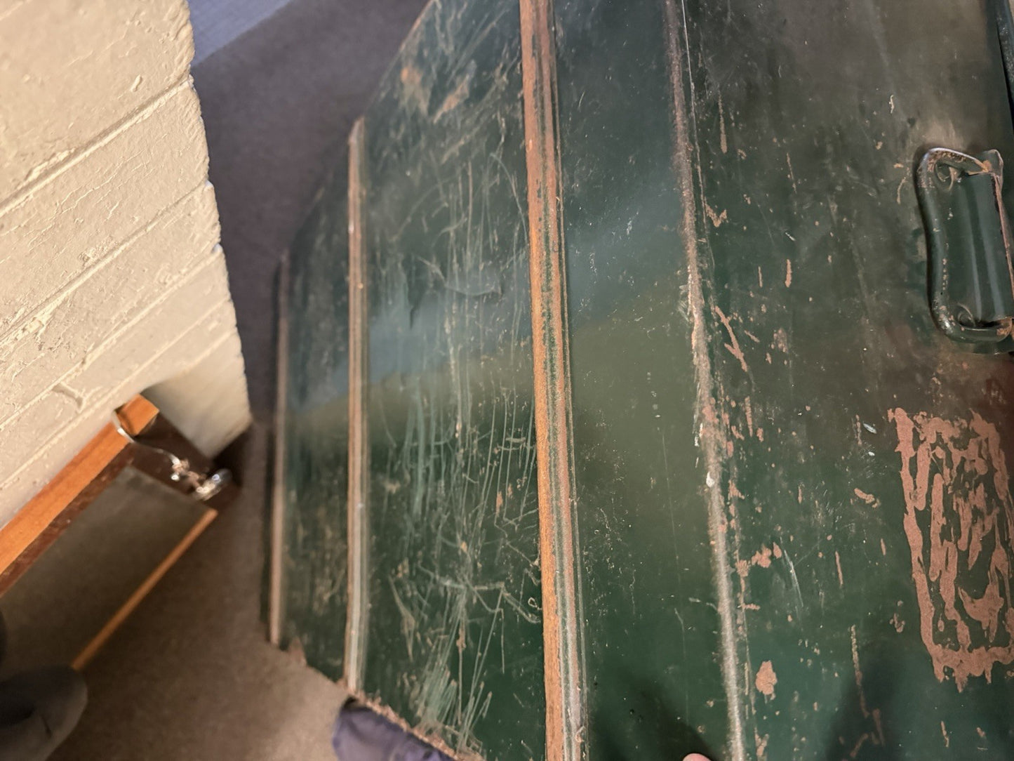 Vintage Military Style Green Steel Trunk Storage Chest Industrial Tool Box 87cm