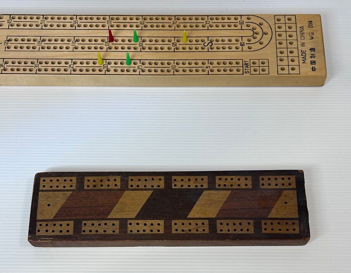 Vintage Cribbage Board Collection x 3 – Triangle, Inlaid, and Classic Flat Board