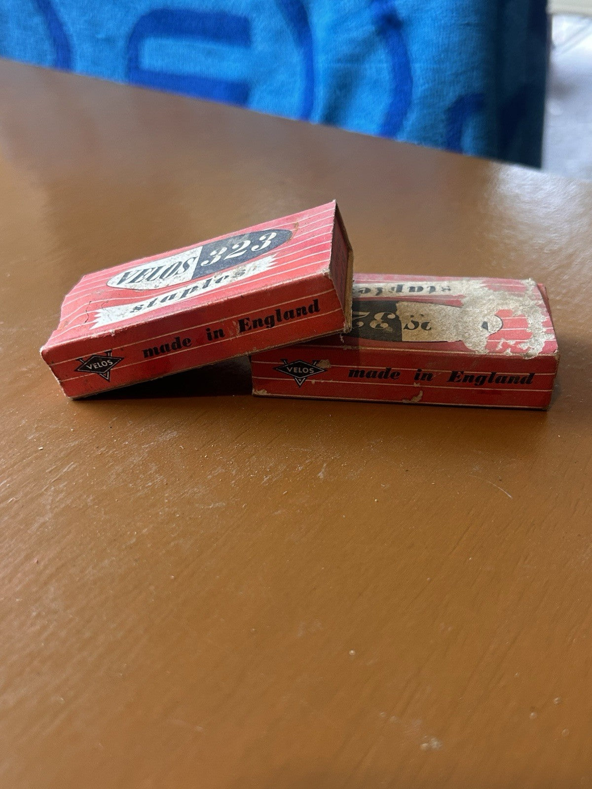 Vintage VELOS 323 Staples Boxes x2 Made in England Office Ephemera