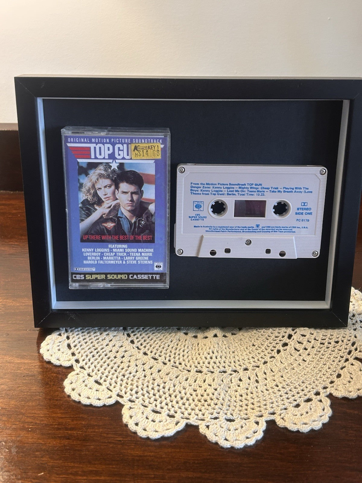 Top Gun Soundtrack Cassette 1986 Framed Display CBS Super Sound Kenny Loggins