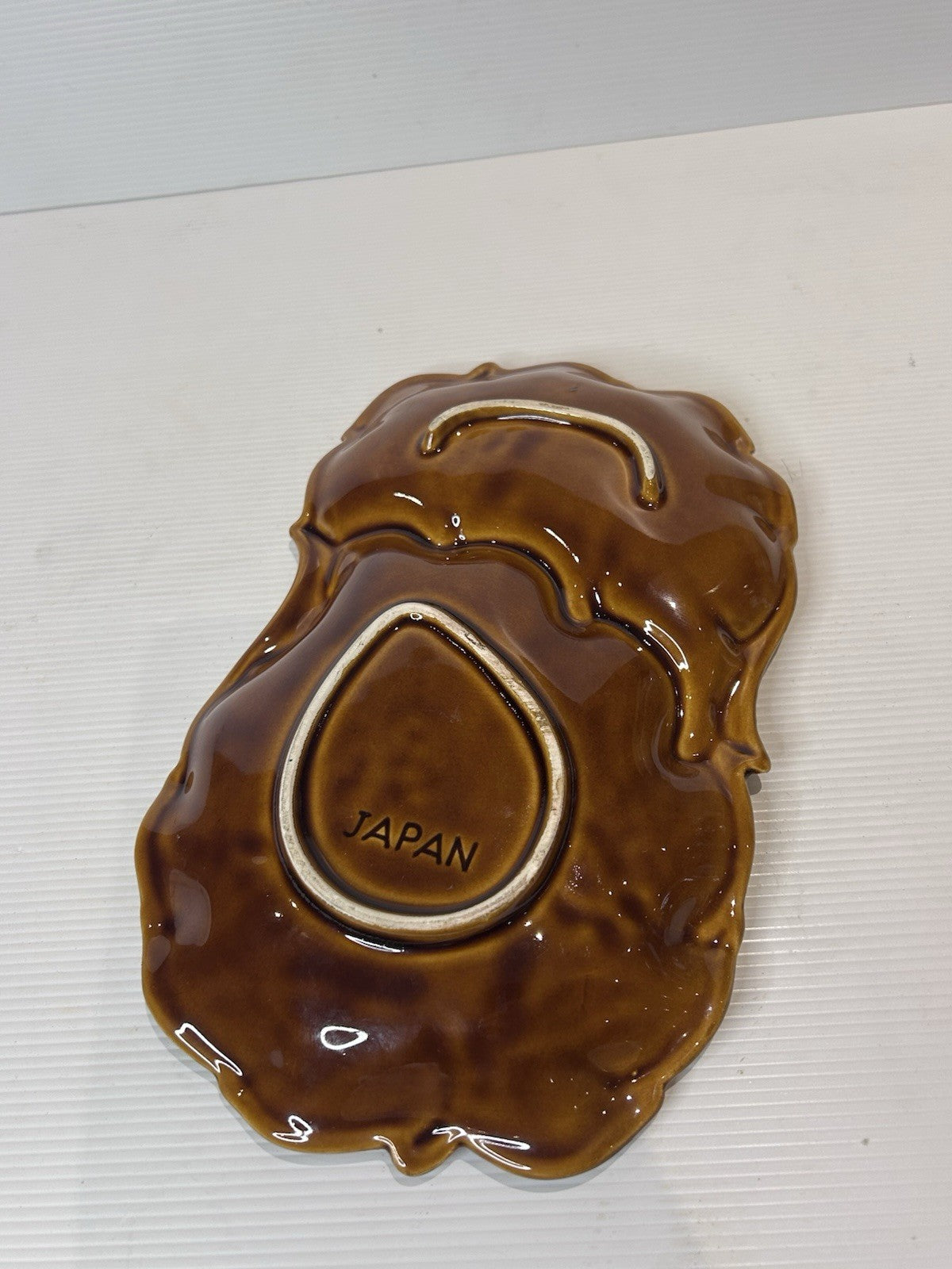 Vintage Japanese Pottery Condiment Set – Hand-Painted Brown Glaze Floral
