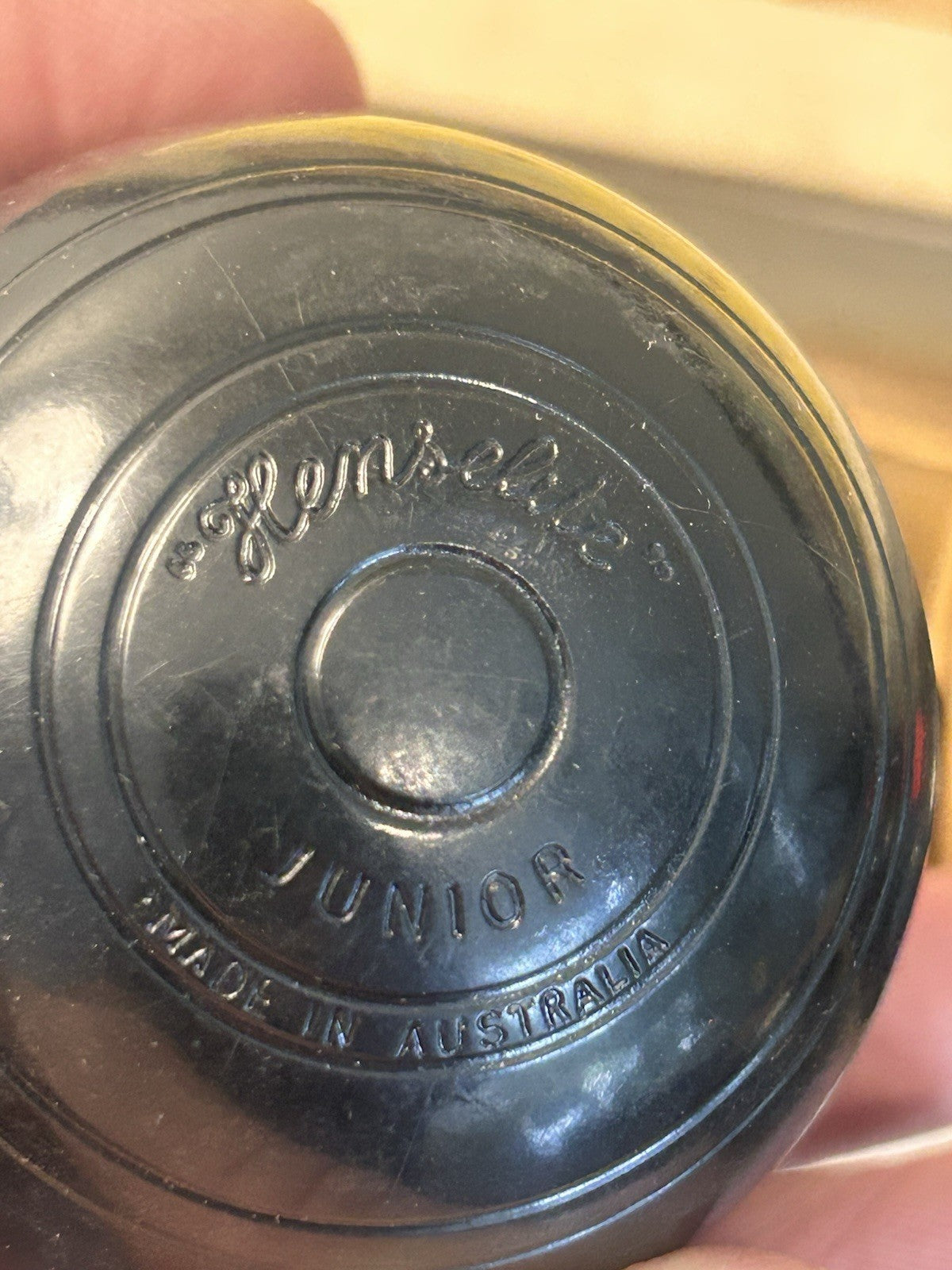 Vintage c1950s Henselite Junior Biassed Carpet Bowls Complete Set, Jack & Rules