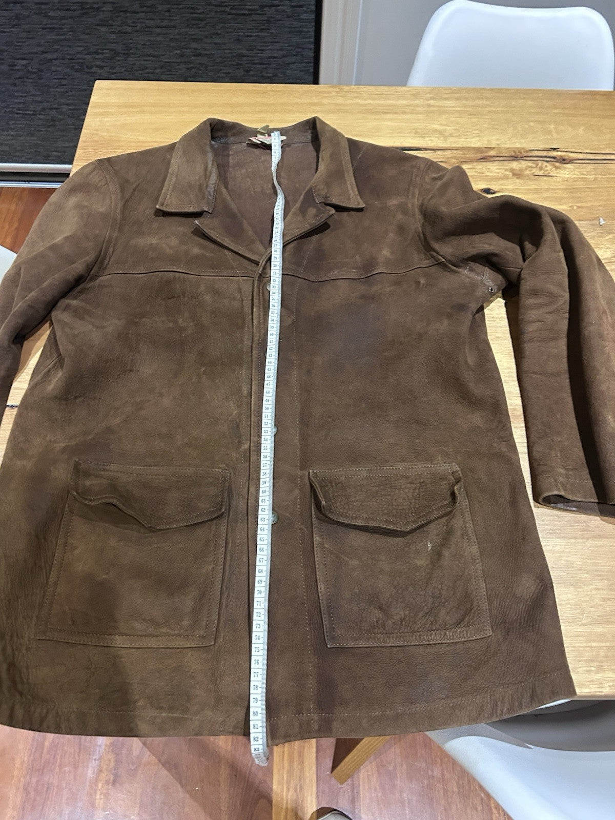 RM Williams Leather Drover Coat Size L Vintage 1980s Unlined Aussie Made