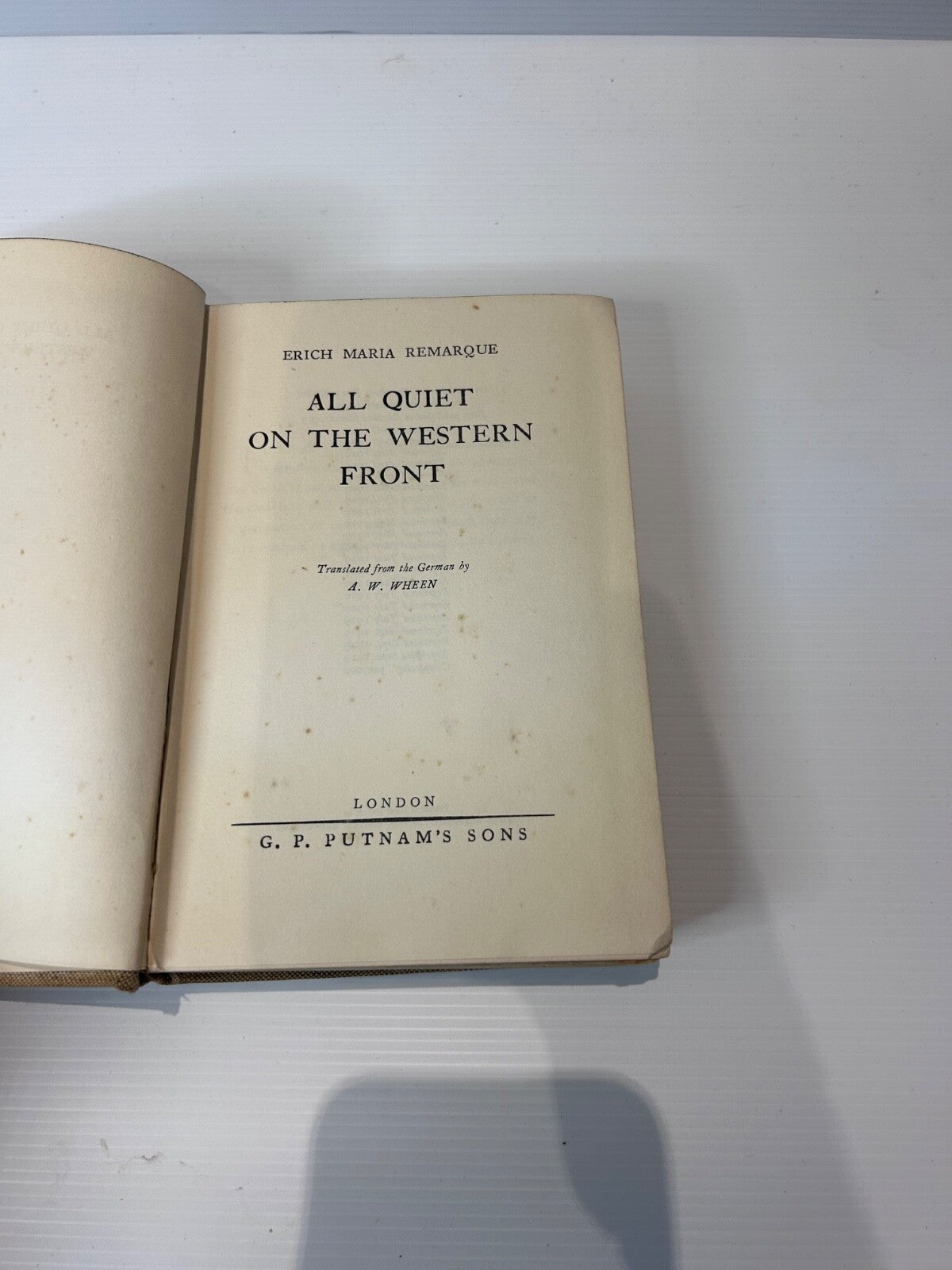 All Quiet on the Western Front Erich Remarque 1929 UK Ed Putnam HB WWI Novel