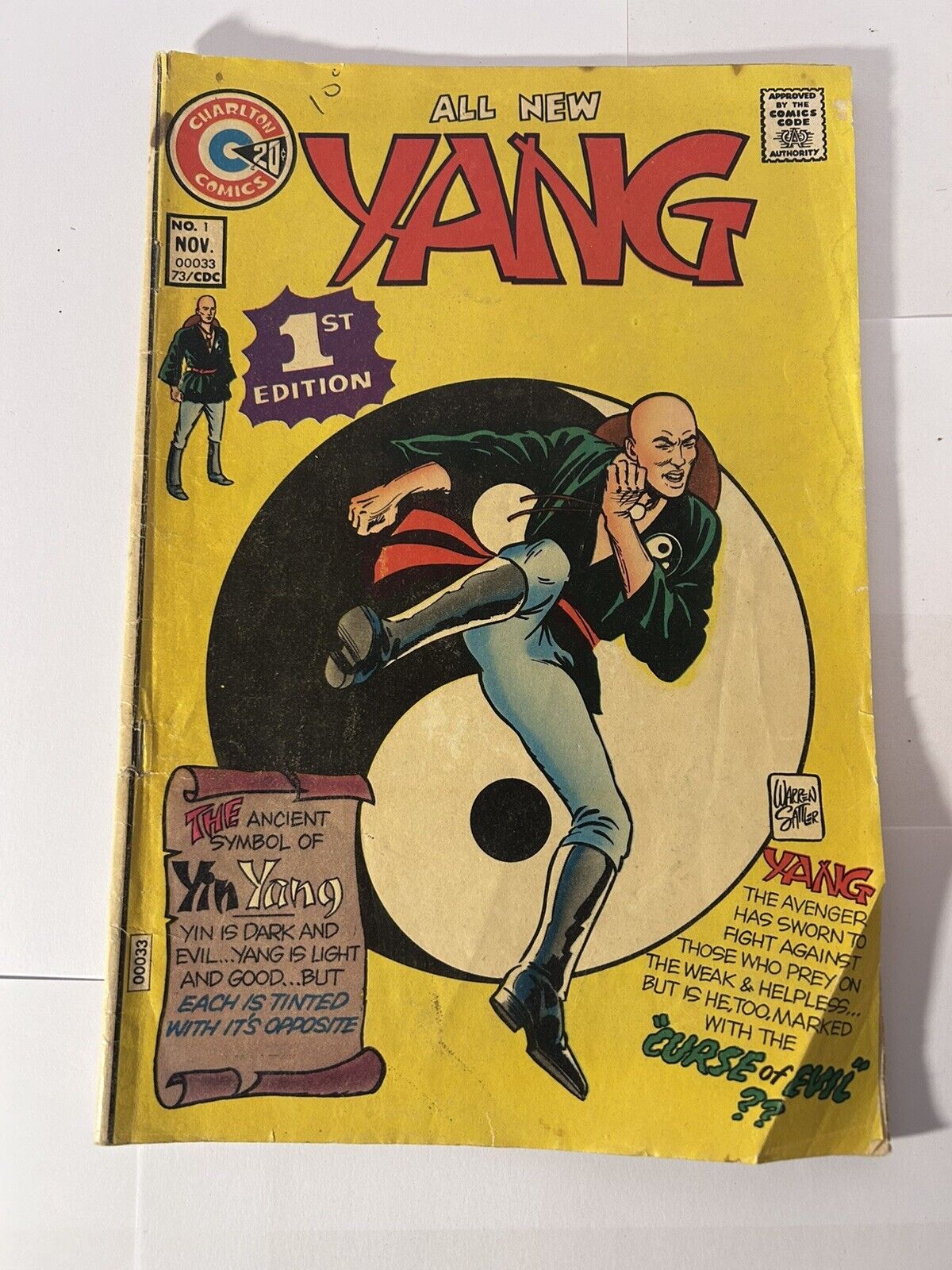 YANG #1 Nov. 1973 Charlton Comics Martial Arts Comic Book