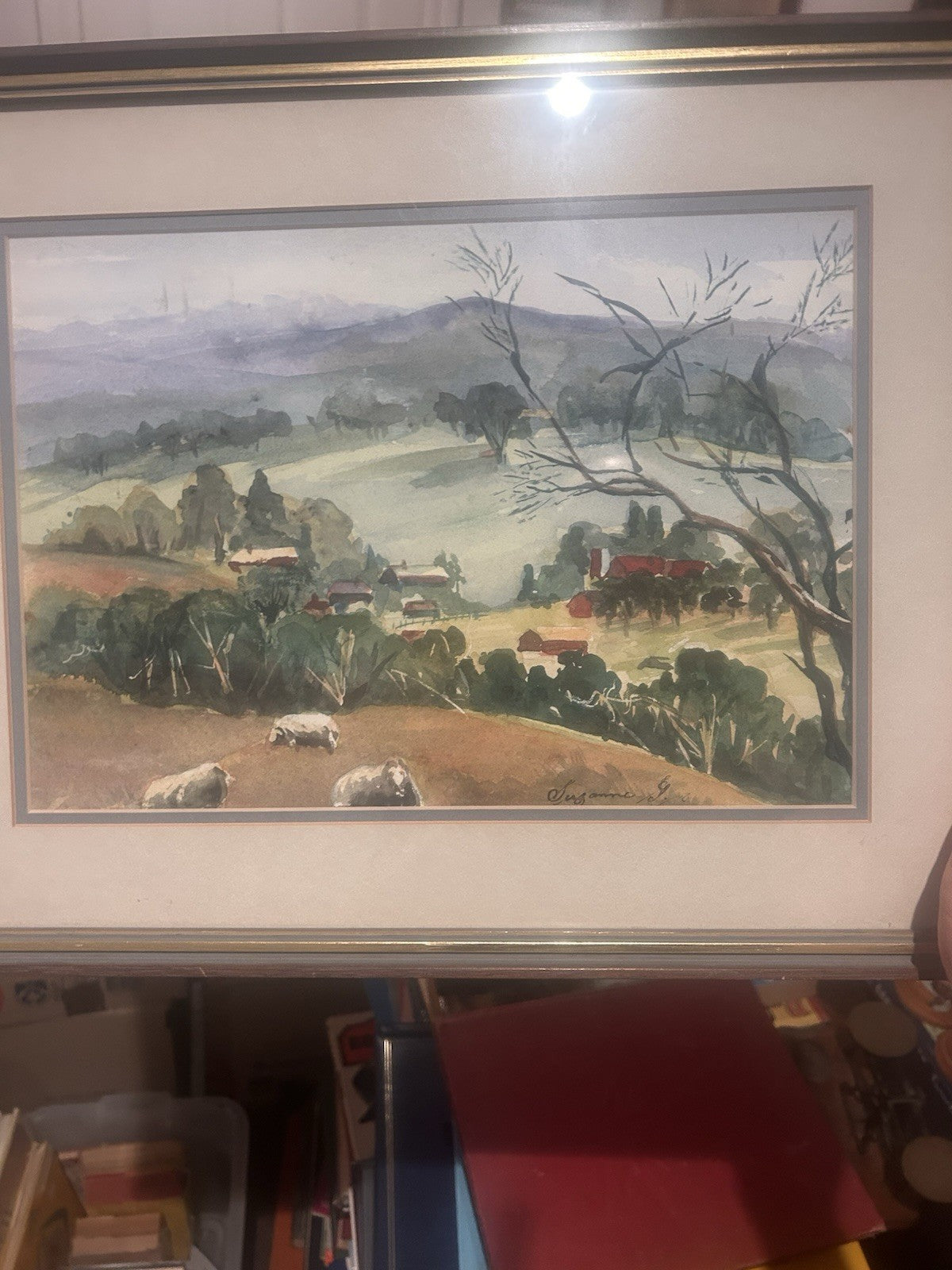 Mid Century Australian Watercolour Suzanne G Adelaide Hills Woodside Framed Art