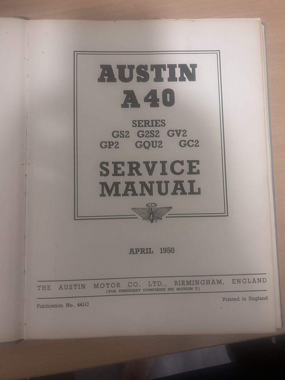 Austin A40 Service Manual Series GS2 G2S2 GS3 GV2 GQU2 GP2 Hardcover Book 1950