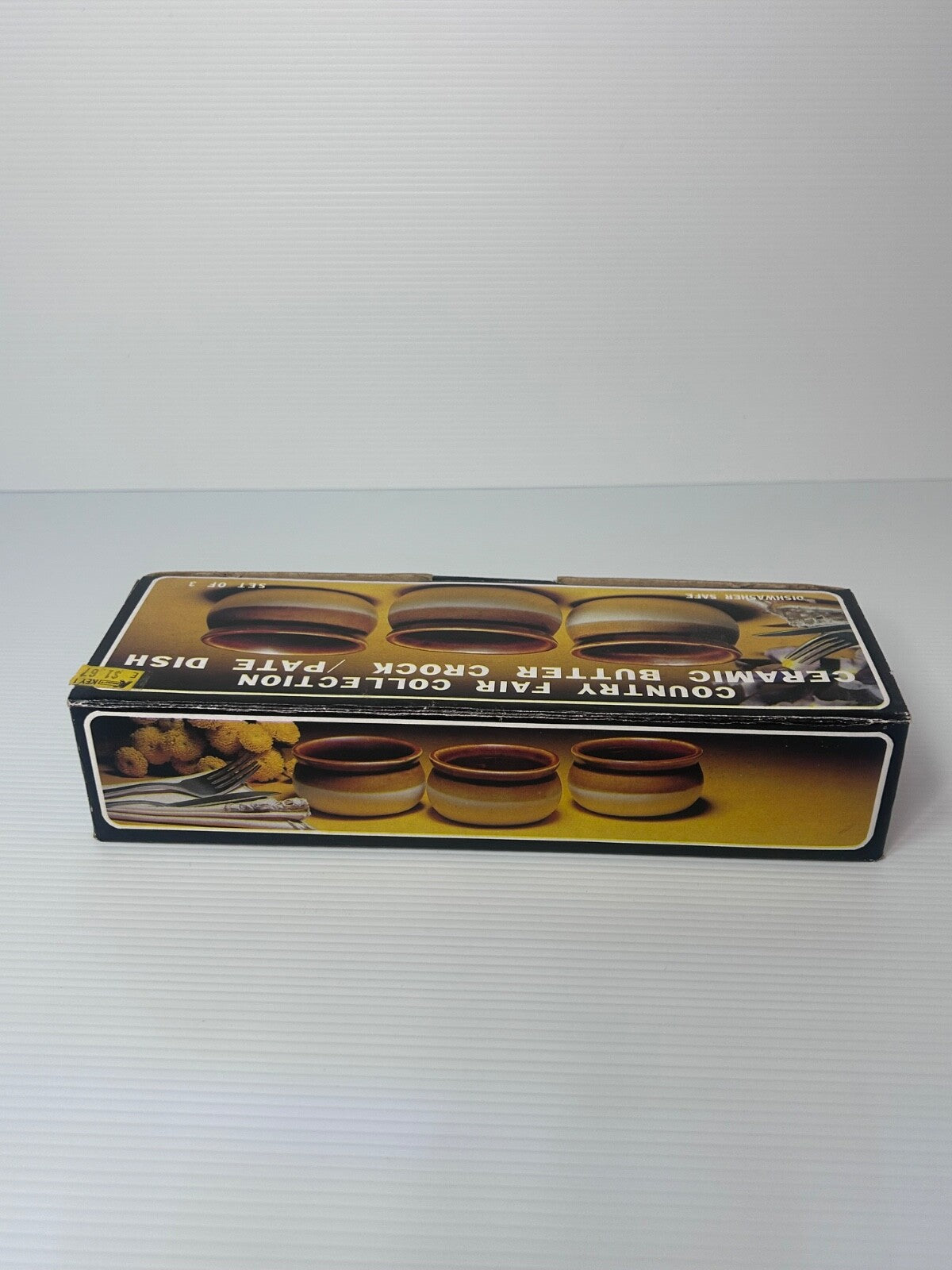 Country Fair Collection Ceramic Butter Crock Pate Dish original box & price labe