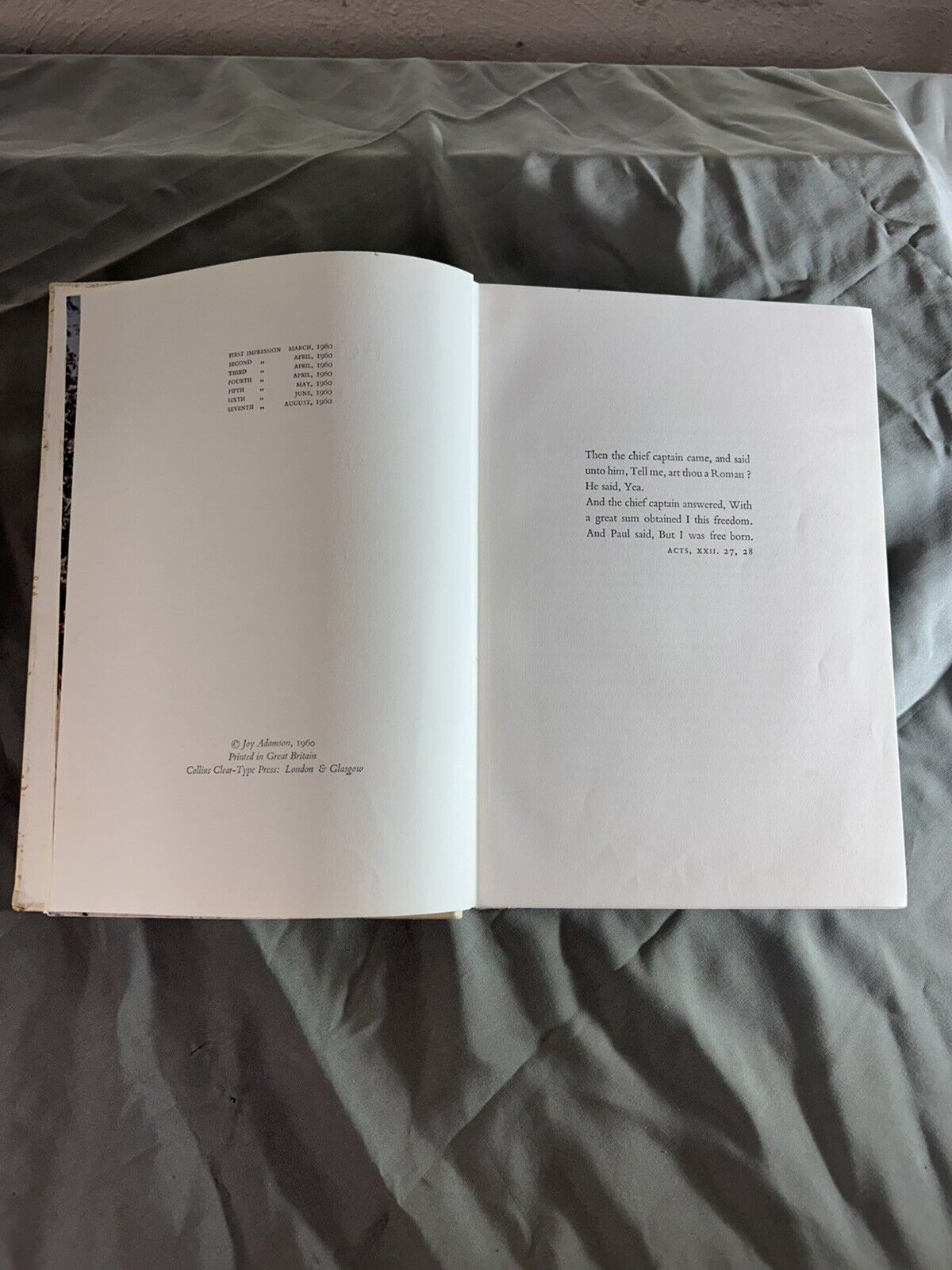 Born Free A Lioness Of Two Worlds Joy Adamson - Hardcover 1960 (7th impression)
