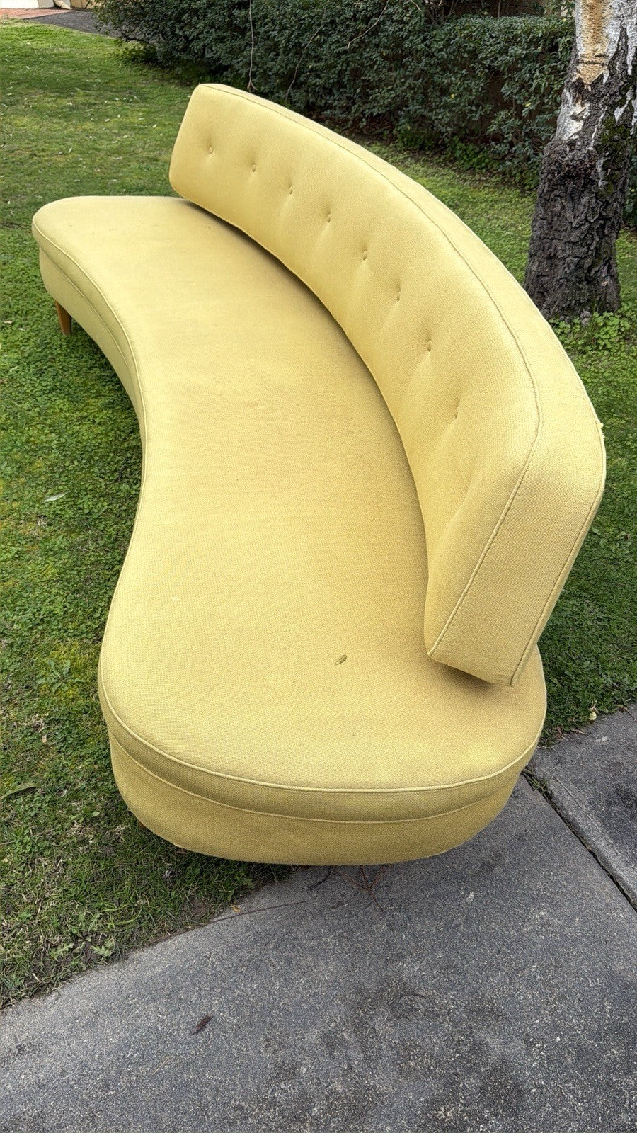 Dario Zoureff Curved Banana Sofa Mid Century Modern Yellow 3 Seater Vintage