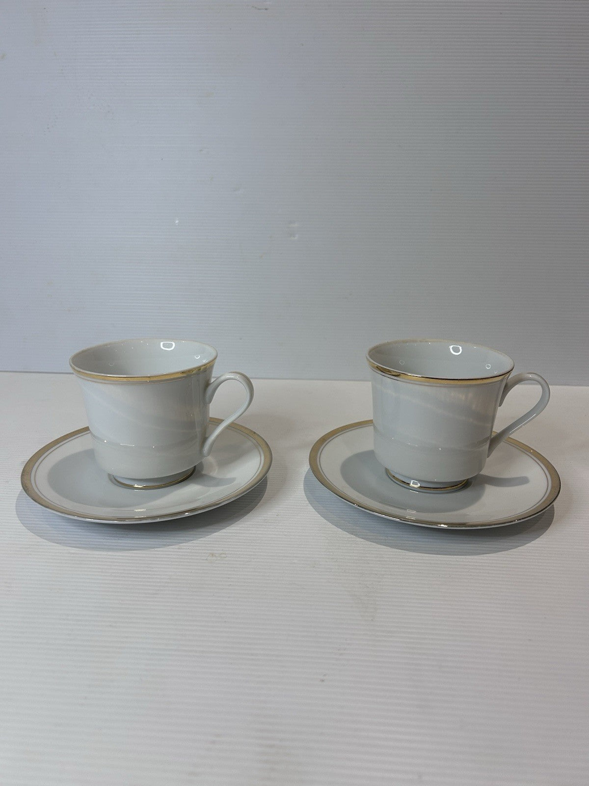 Sheffield Regency Gold Fine China Cups & Saucers Set x2 Japan 1985 JMP VTG