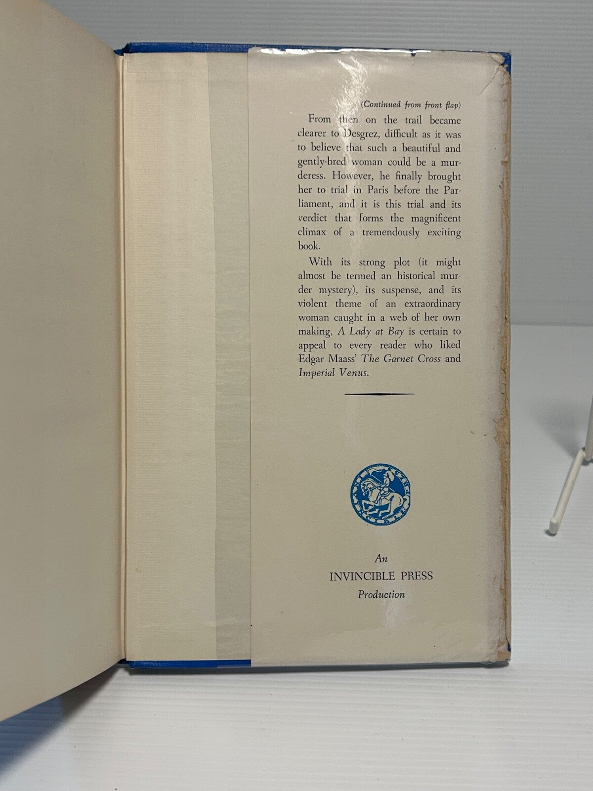 A Lady at Bay by Edgar Maass – First Australian Edition 1953 – Invincible Press