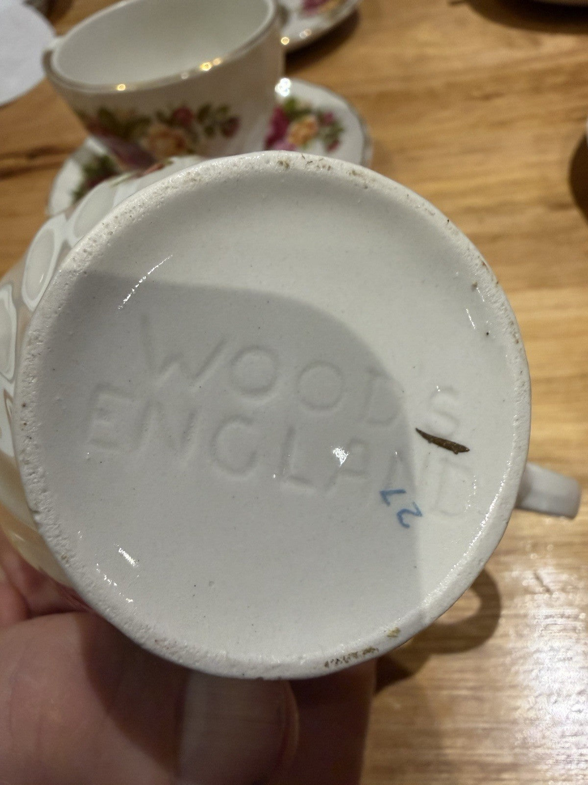 Wood & Sons Cottage Rose Ironstone Teacup Saucer Set x6 England Floral