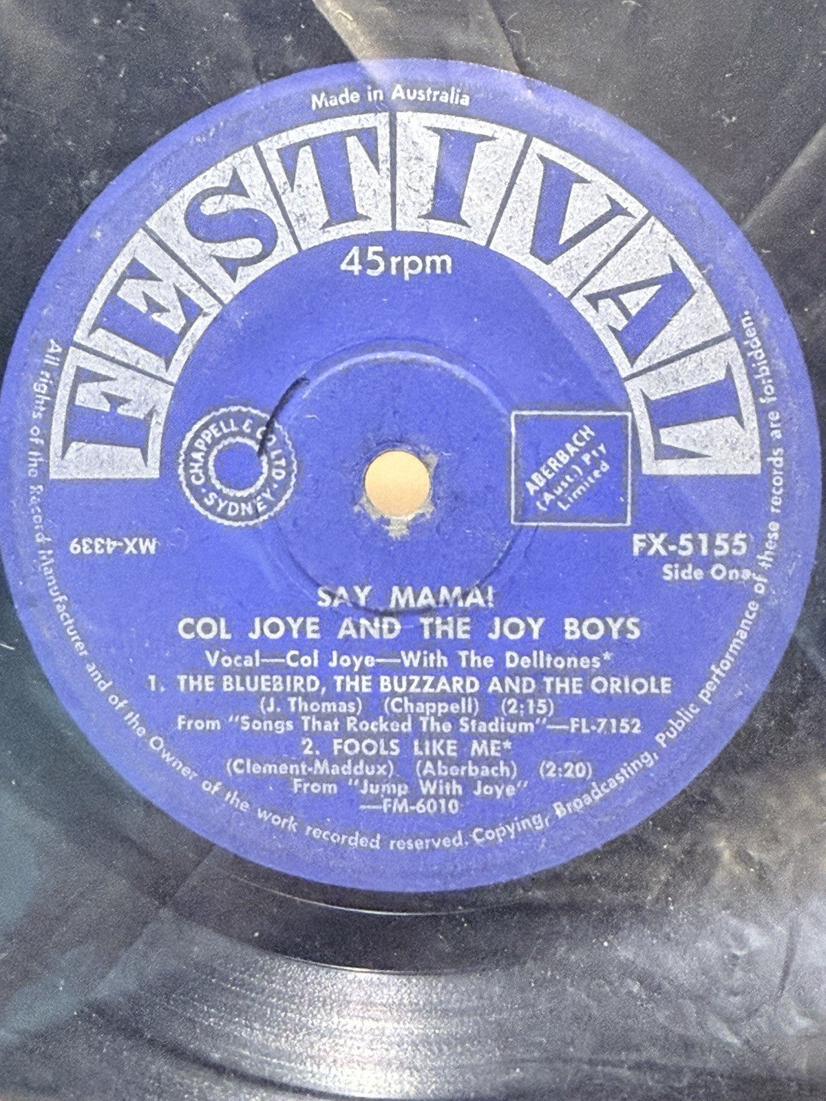 Col Joye Say Mama EP 45rpm Festival FX-5155 Australian Rock 1950s