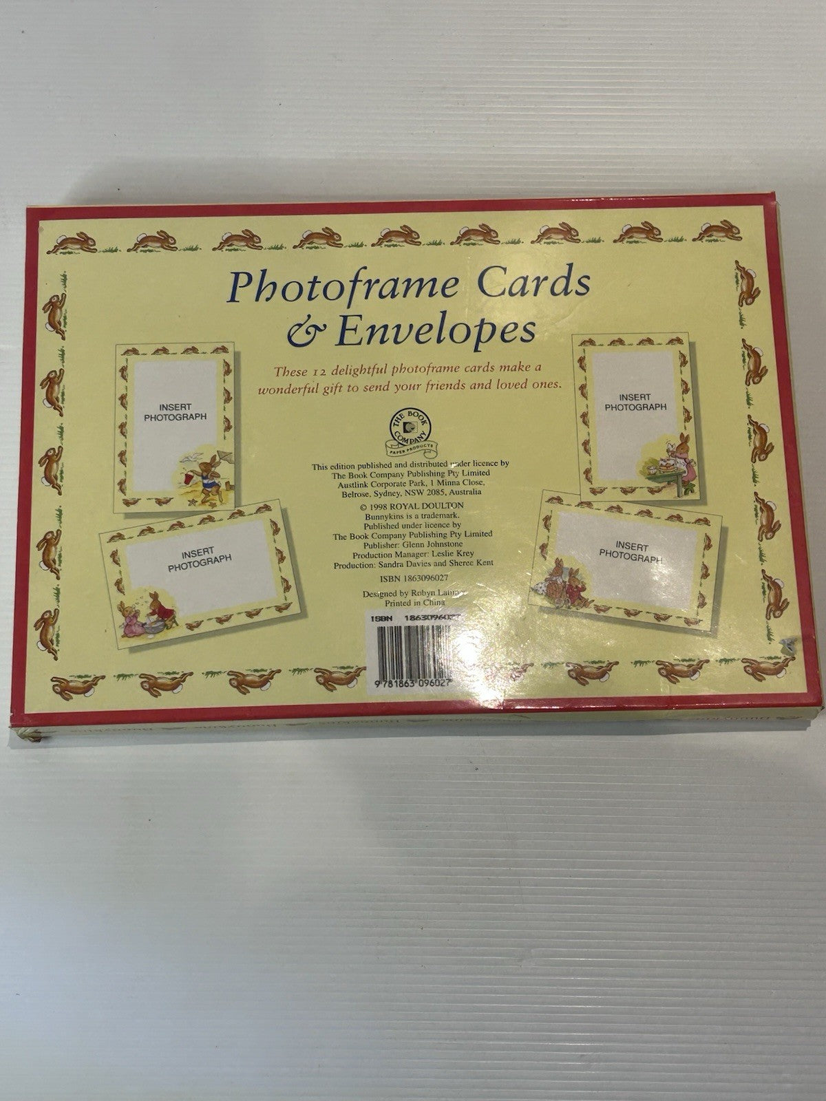 Royal Doulton Bunnykins Photo Frame Cards & Envelopes Set 1998 – 12 Cards