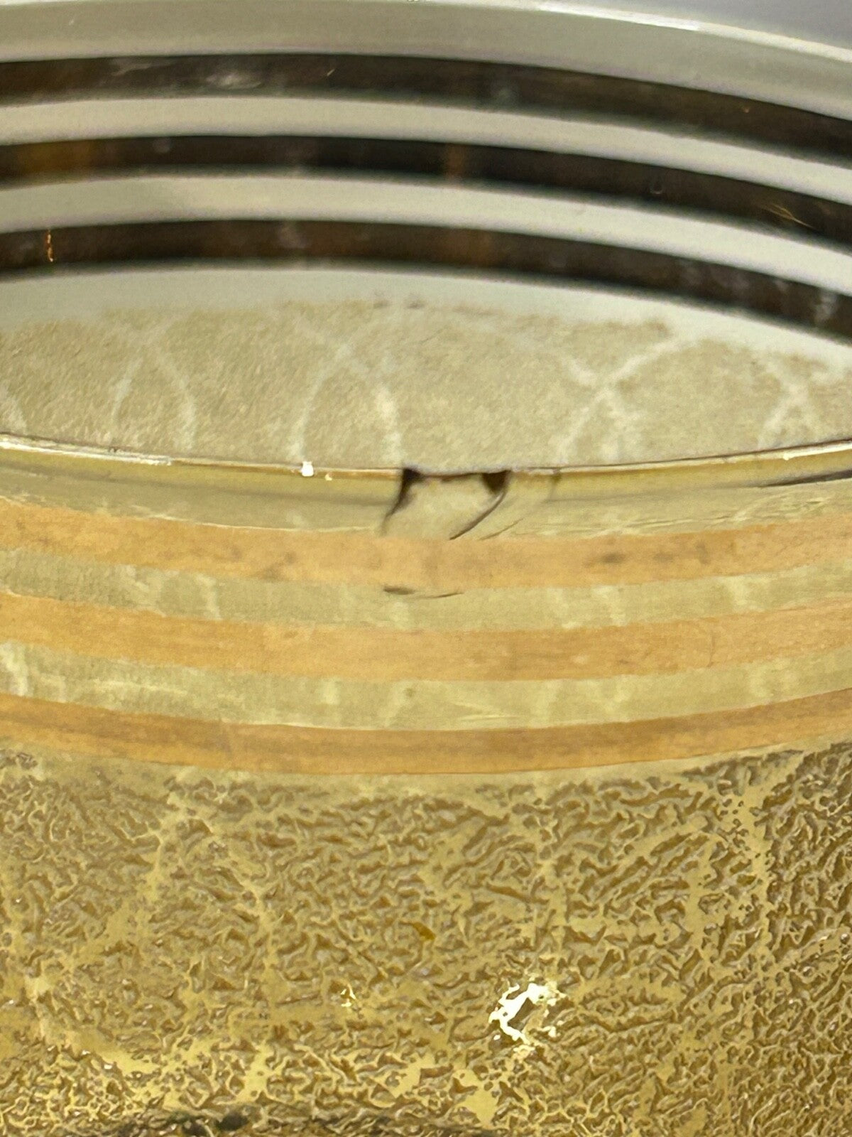 Vintage Amber Glass Lemonade Set – Textured Gold Bands – Jug & 5 Tumblers Retro