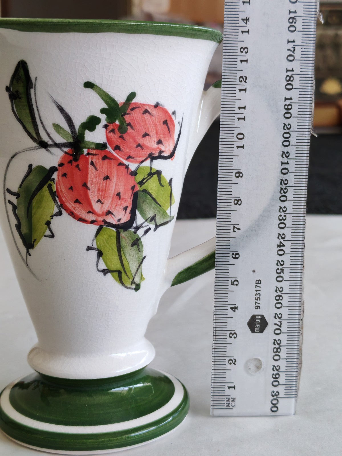 Vintage Hand-Painted Strawberry Cream Jug / Milk Pitcher – Studio Pottery