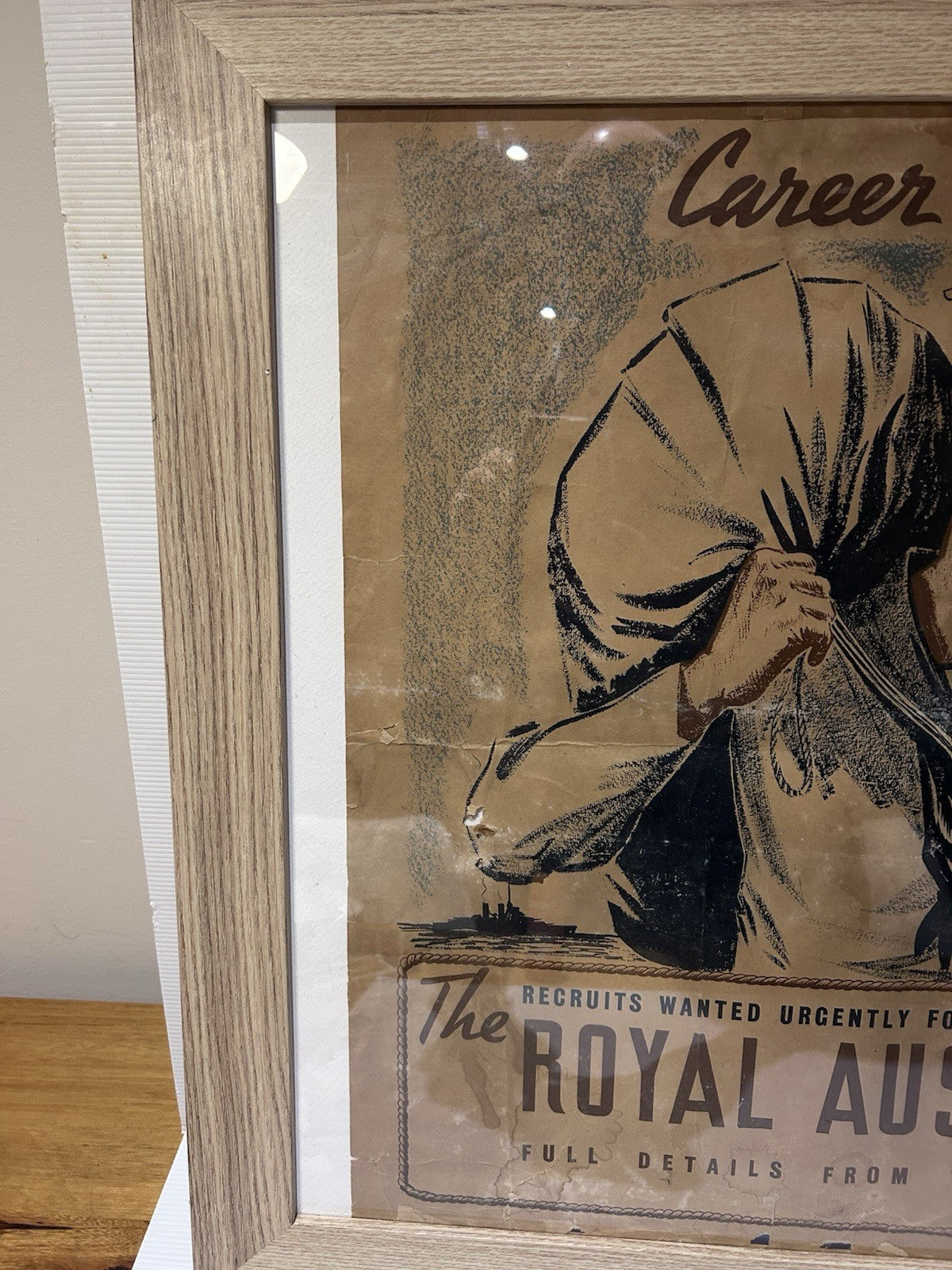 WWII Royal Australian Navy Recruitment Poster – Framed Original c.1940s RARE