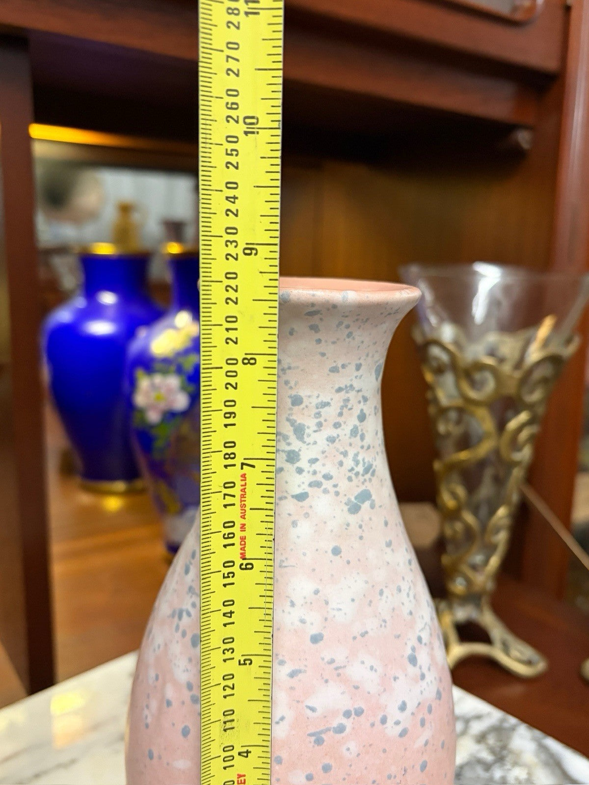 Scheurich 227-22 West German Pottery Vase Pink Fat Lava Mid Century WGP