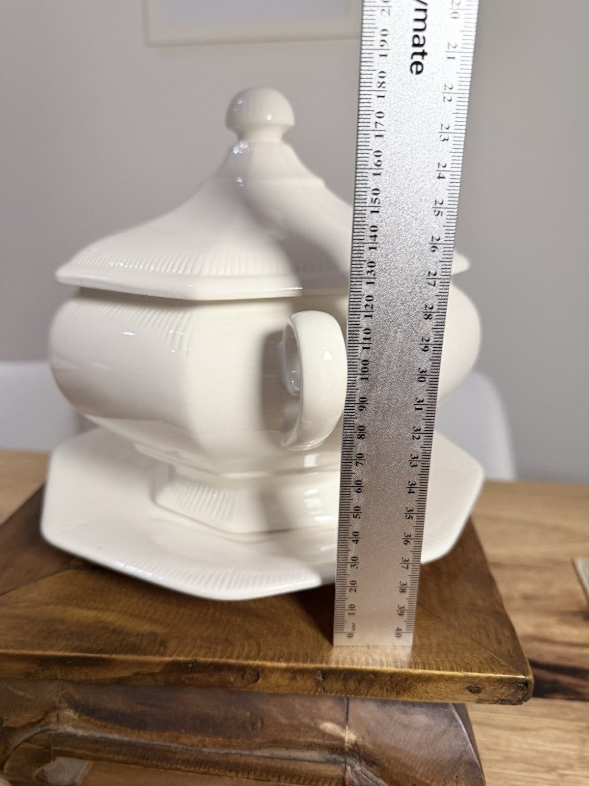 Vintage White Porcelain Soup Tureen Lid & Underplate Classic Serving Dish