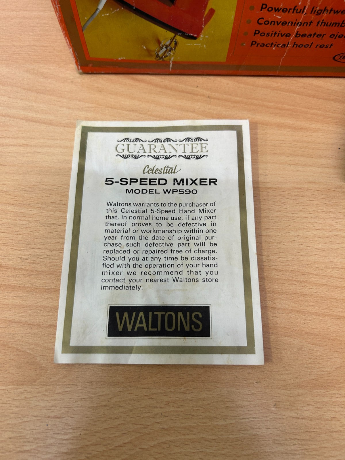 Vintage Waltons Celestial 5-Speed Mixer Yellow Boxed w Manual c1960s