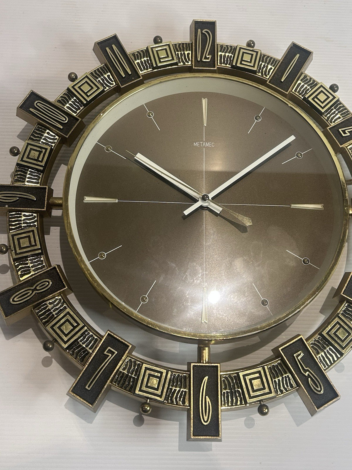 Vintage Metamec Electric Wall Clock Mid Century Sunburst Retro 37cm Working