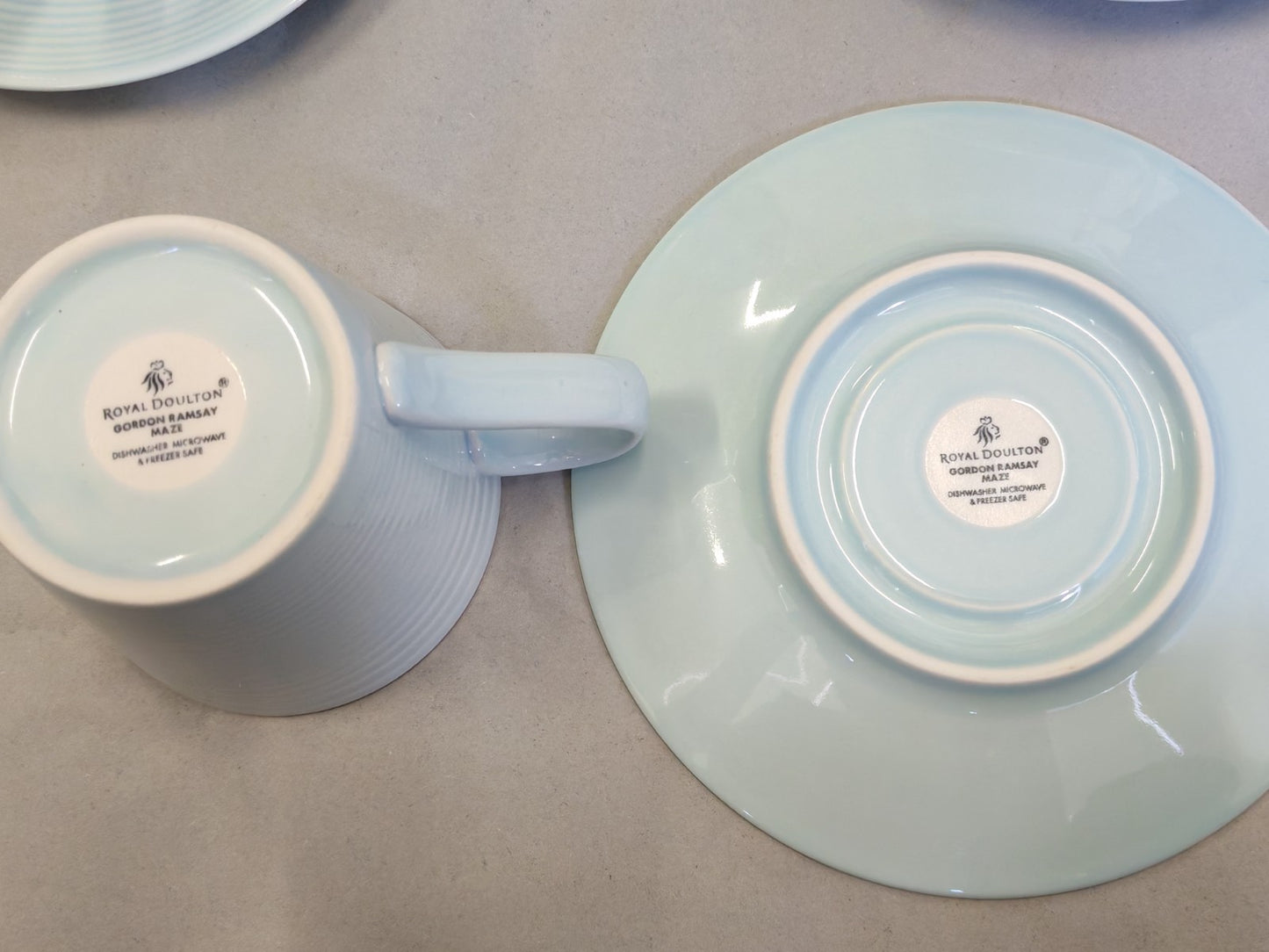 Royal Doulton Gordon Ramsay Maze Blue Stoneware Cups & saucers – Set of 4