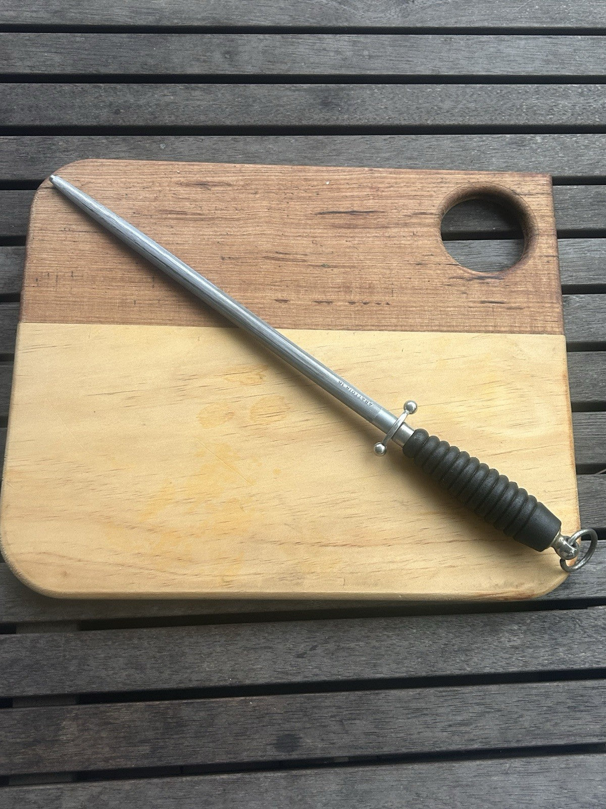 Vintage Solingen Abattoir Butcher’s Steel 16” Chrom-Vanadium Germany C1950s