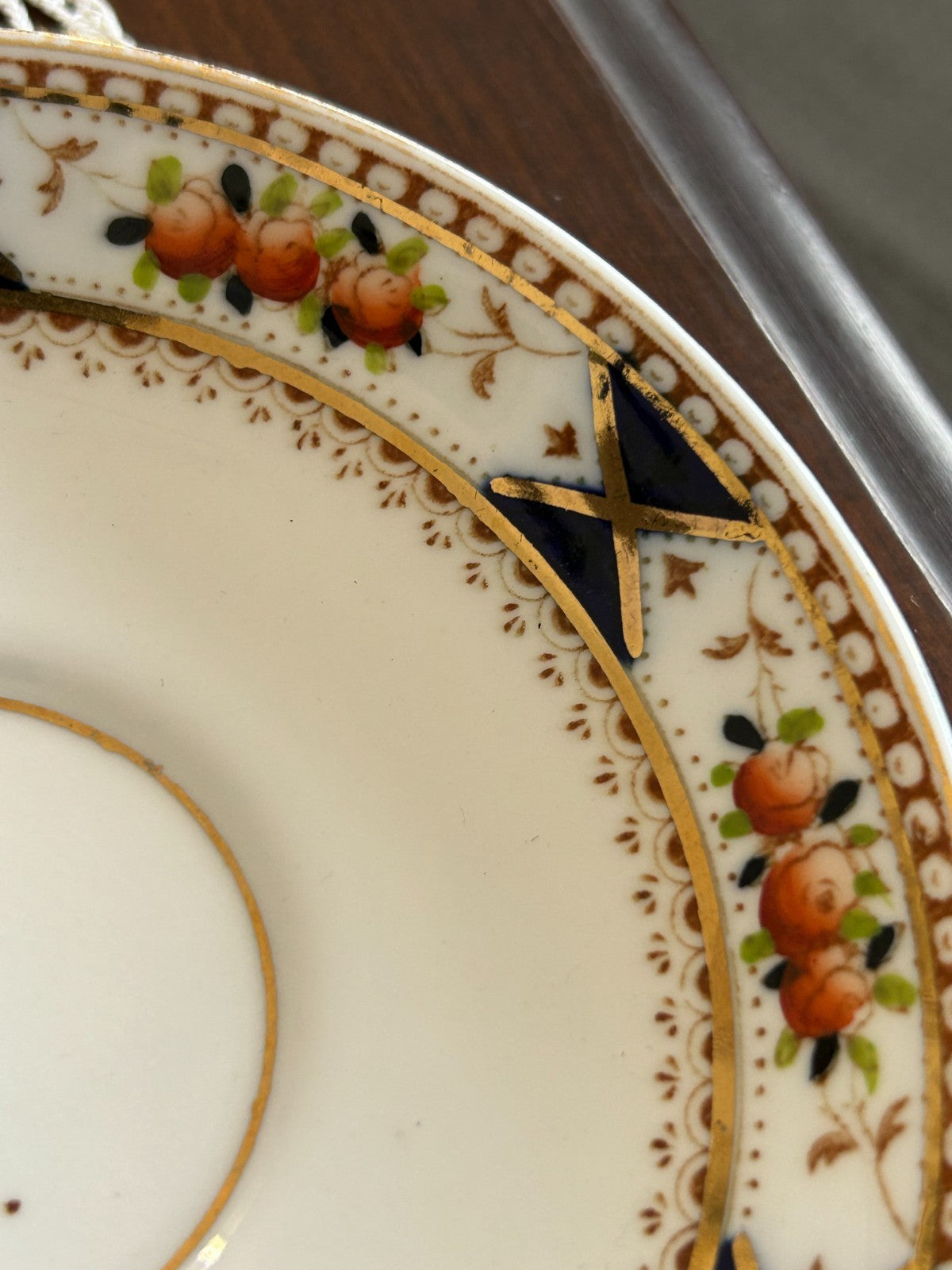 Shore & Coggins, English Bell China Trio | Blue Gold Floral Art Deco | c1920s