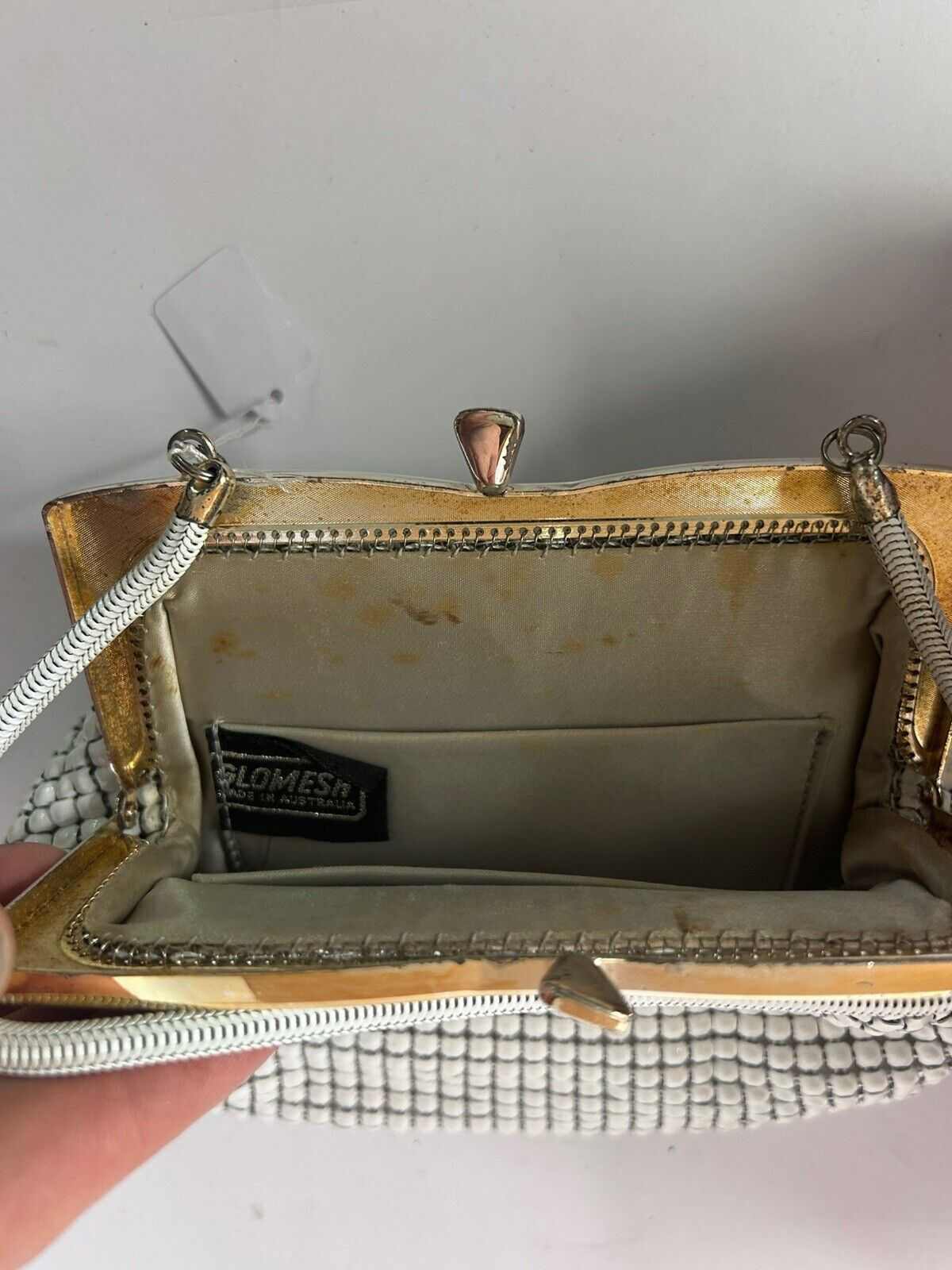 Vintage 1970s Glomesh Bone Mesh Bag - With Original Box