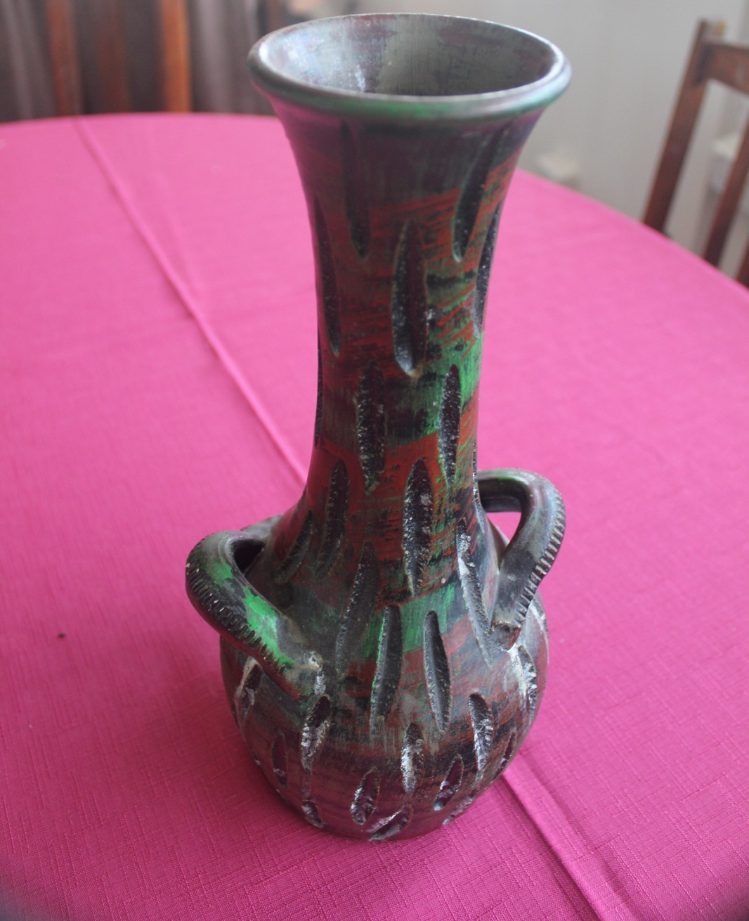Vintage Spanish Studio Pottery Vase Brutalist Fat Lava Style c1960s