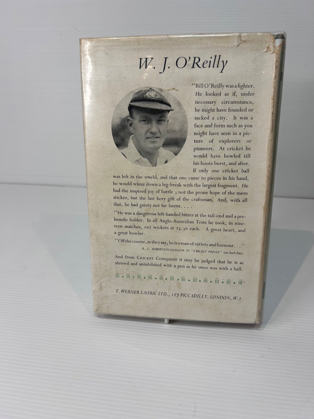 Cricket Conquest W.J. O'Reilly 1949 HC DJ 1st Ed 1948 Ashes Tour Australia