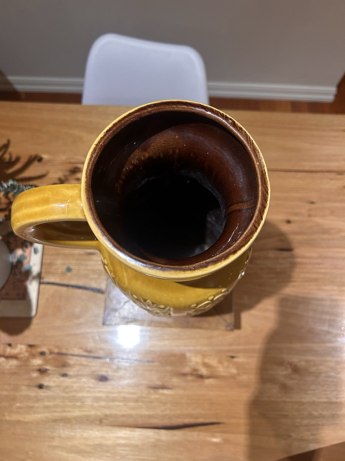 Large 1970s West German Pottery Jug 480-46 Mustard Relief Fat Lava Statement