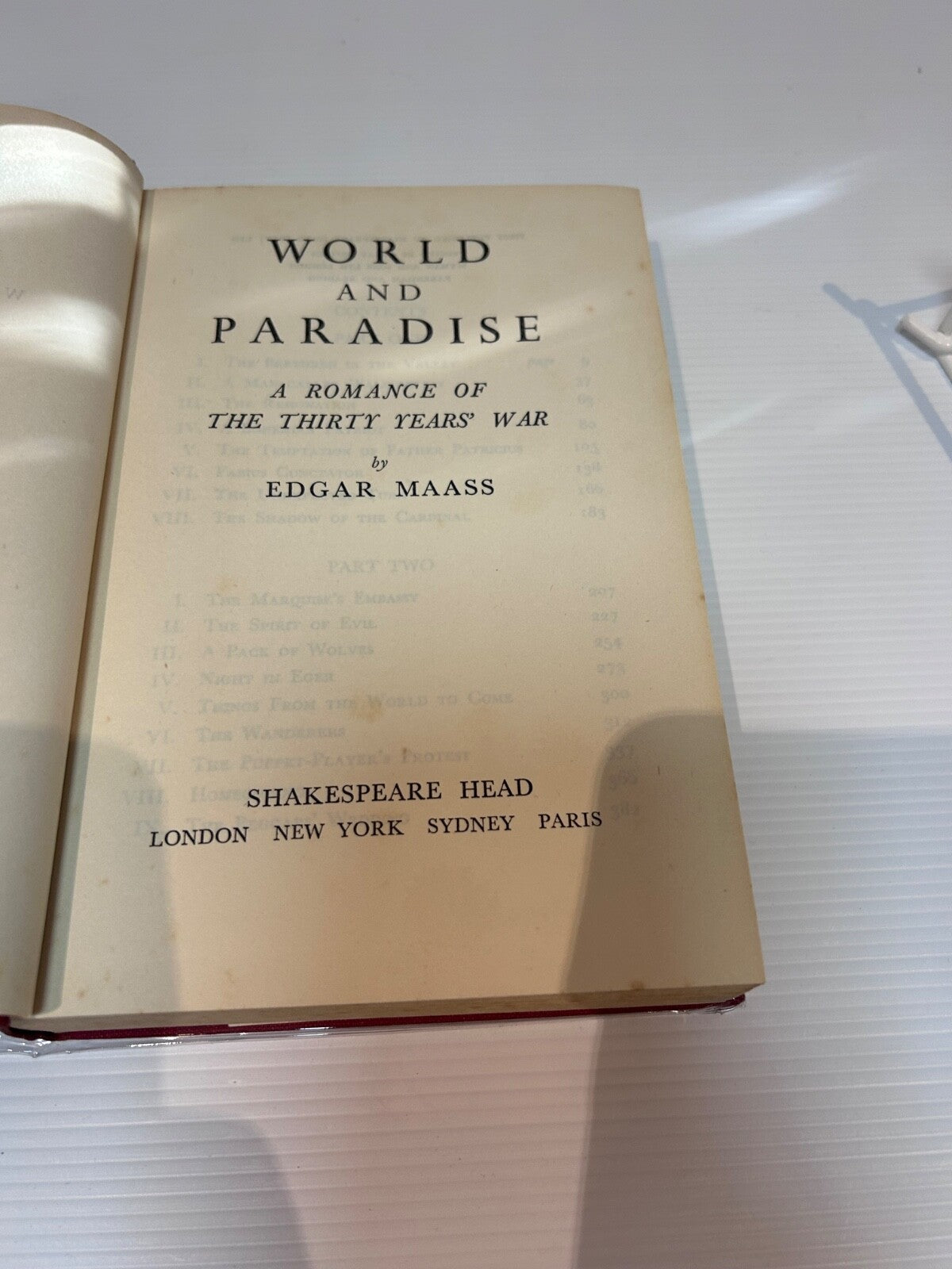 WORLD & PARADISE by Edgar Maass - Shakespeare Head, Vintage Romance 1st Edition