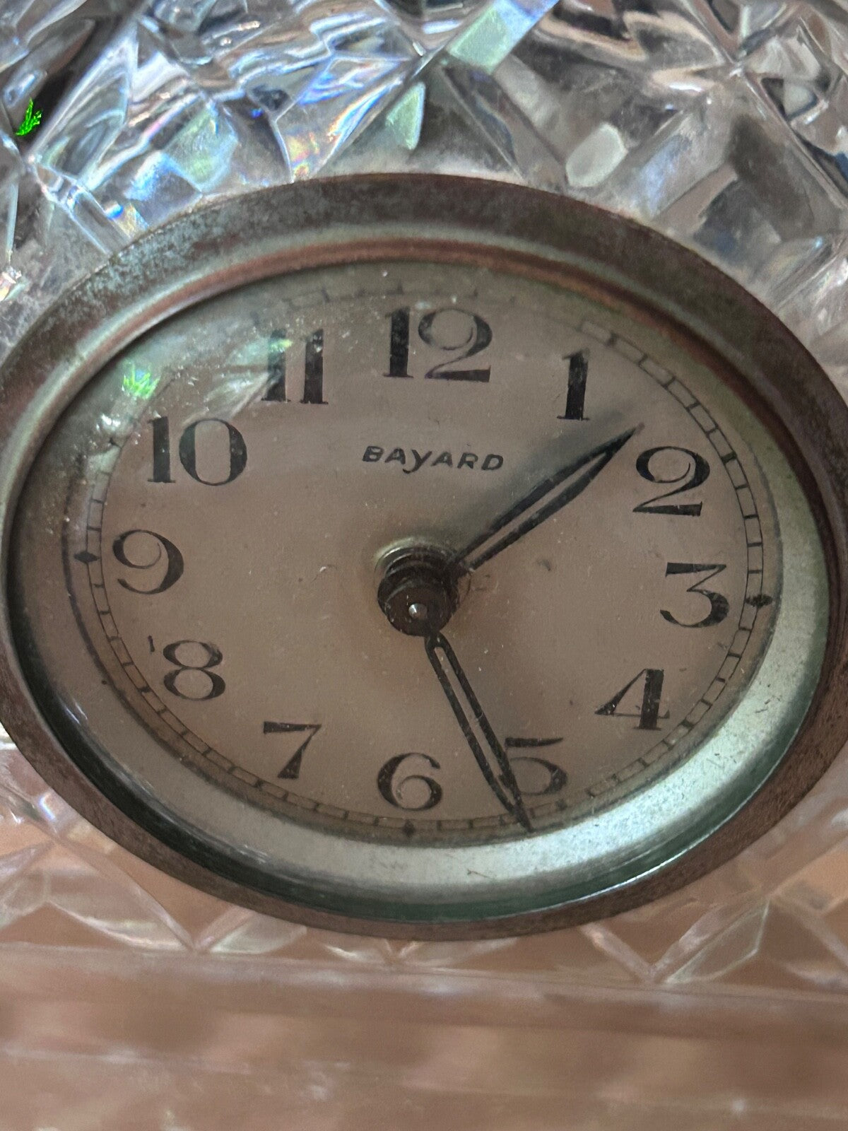1930s French Art Deco Bayard Crystal Desk Clock โ Duverdrey & Bloquel - working
