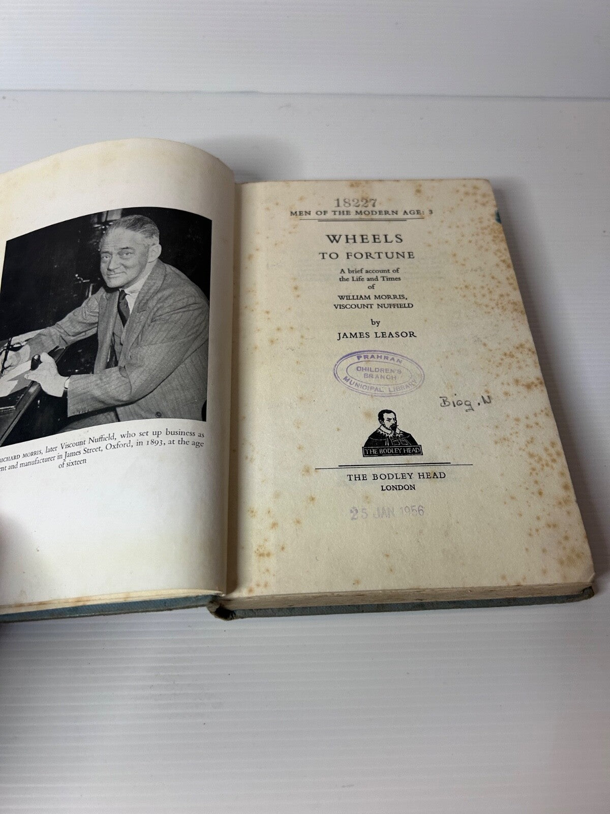 Wheels to Fortune James Leasor 1954 HC Lord Nuffield Car Pioneer Bio UK