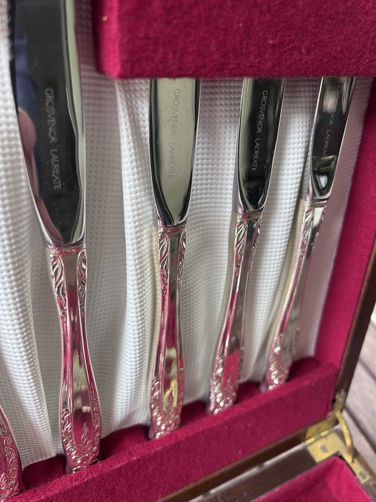 Grosvenor Laureate Silver Plated Cutlery Set for 6 + Serving Pieces 1960s Vintag