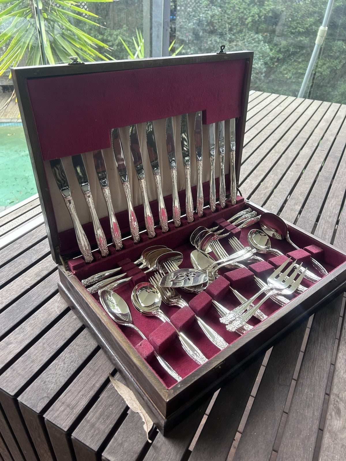 Grosvenor Laureate Silver Plated Cutlery Set for 6 + Serving Pieces 1960s Vintag