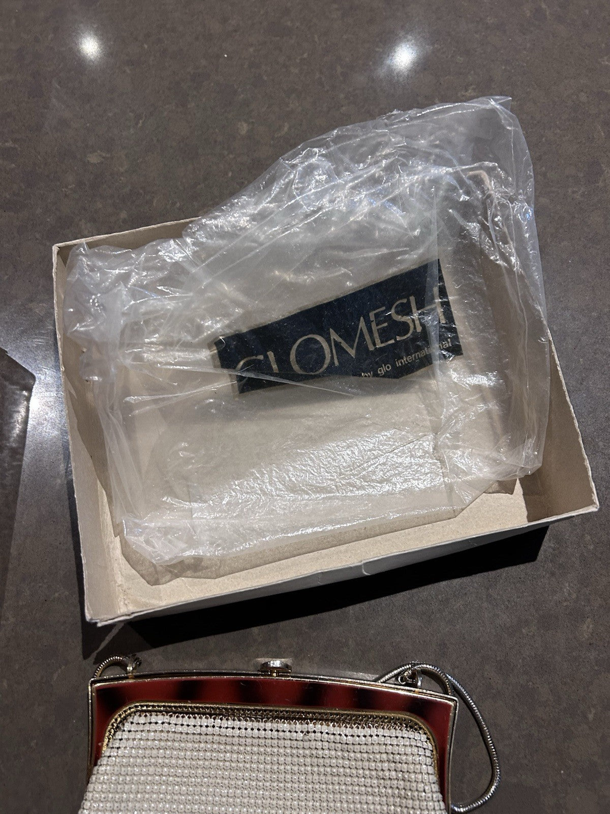 Vintage Glomesh B705 Bone Mesh Evening Bag with Box – Tortoiseshell Frame