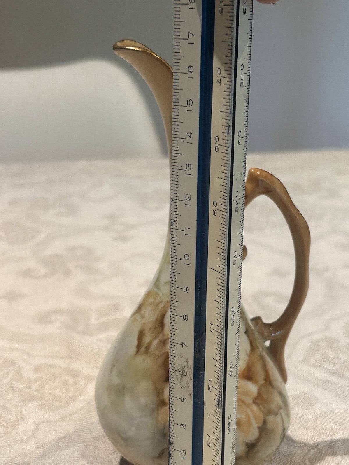 Jean Ruth Signed Studio Pottery Ewer Jug Hand Painted Porcelain 197