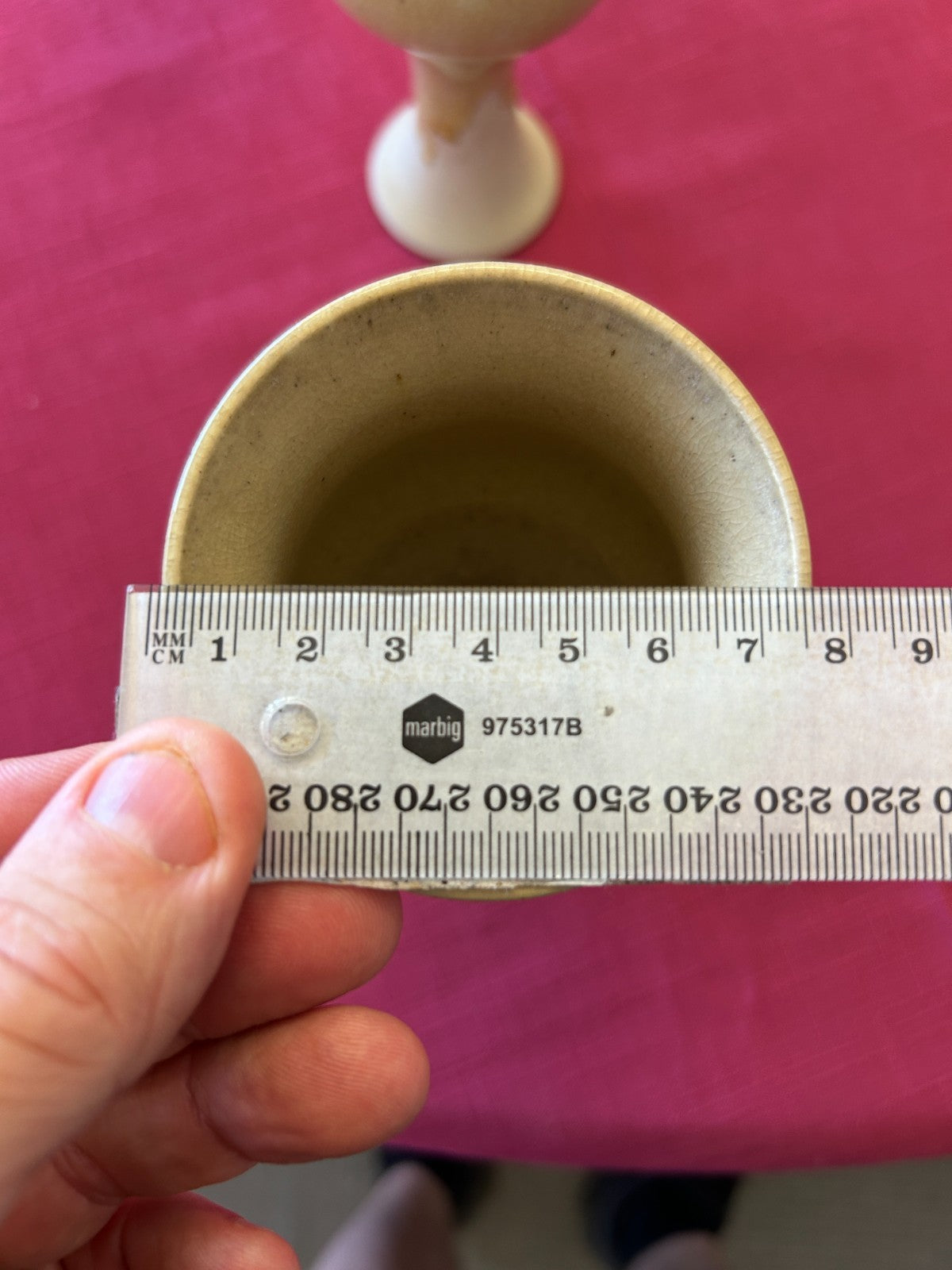 Pair of Handmade Studio Pottery Goblets – Cream Crackle Glaze – c.1970s–80s