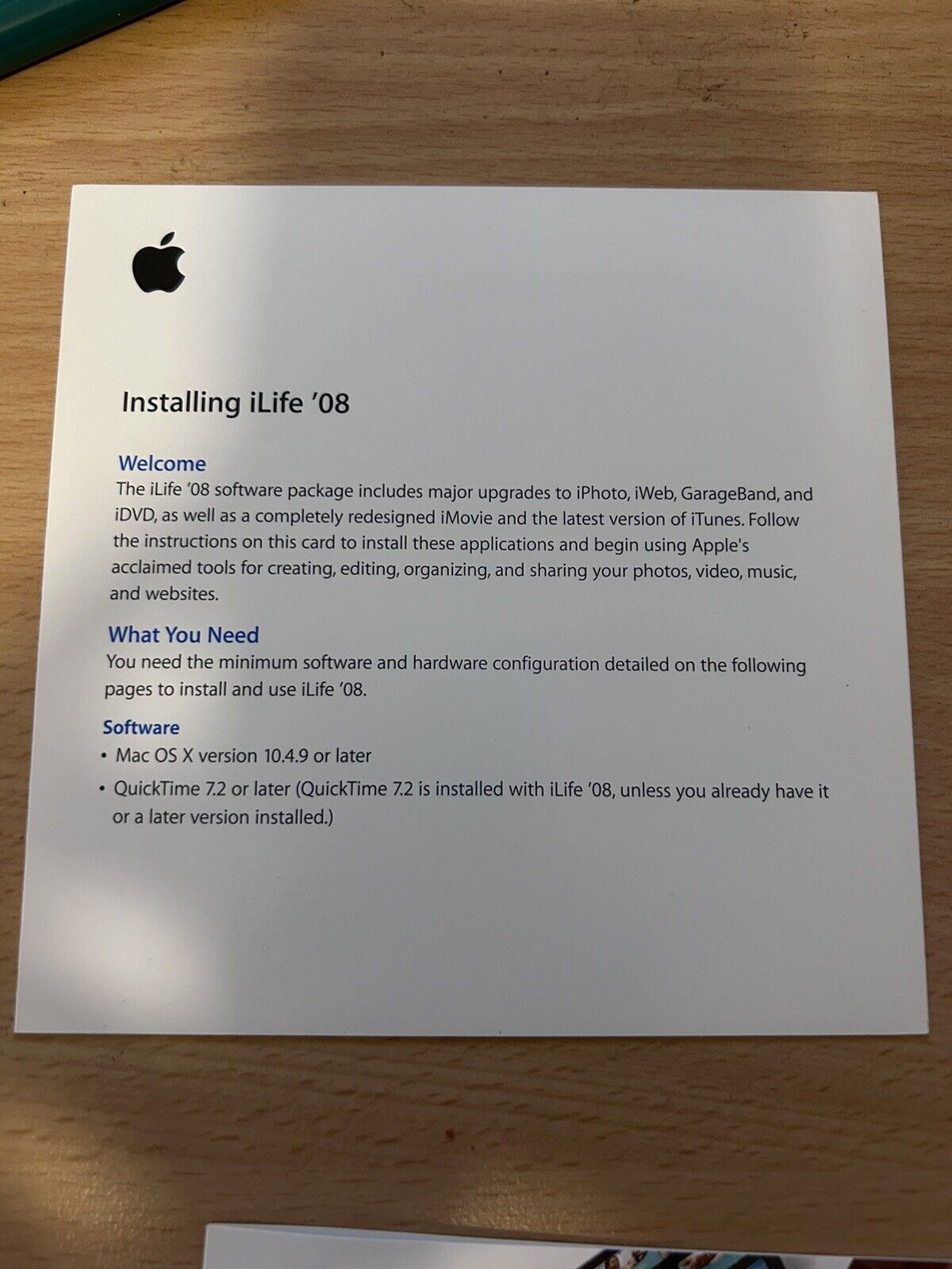 Apple Ilife 08 Installation DVD Software With Box, Software Coupon, iWork Trial