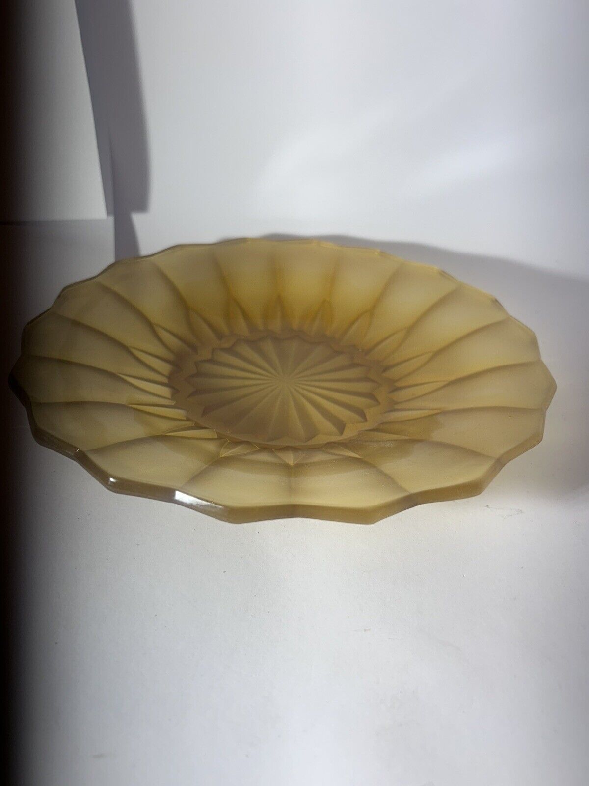 Vintage 23cm Yellow Amber Depression Glass Plate