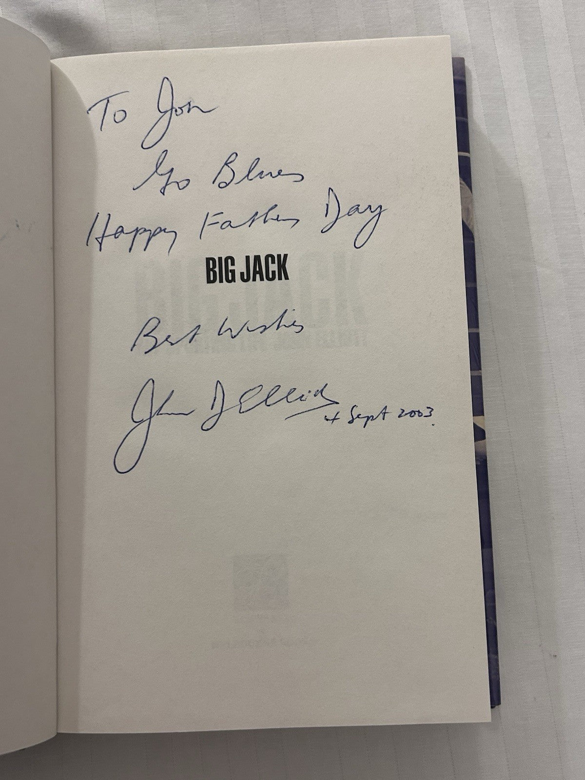 Big Jack John Elliott Signed 1st Ed 2003 HC Carlton AFL Biography