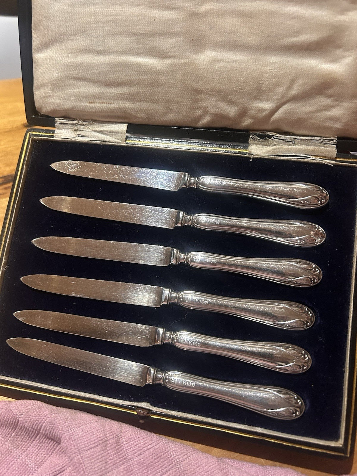 Set of 6 Sterling Silver Dessert Knives – James Deakin & Sons, Sheffield 1916