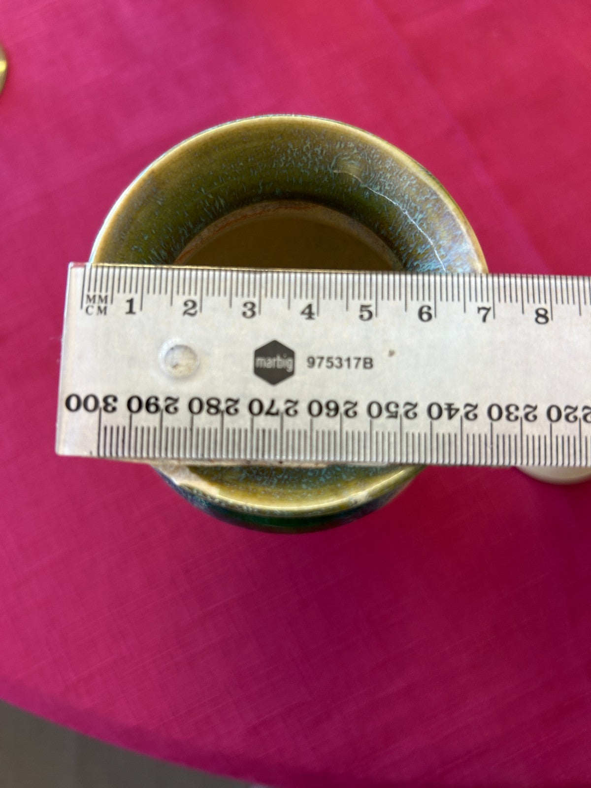 Vintage Studio Pottery Goblets Pair Blue Green Drip Glaze Hand Thrown