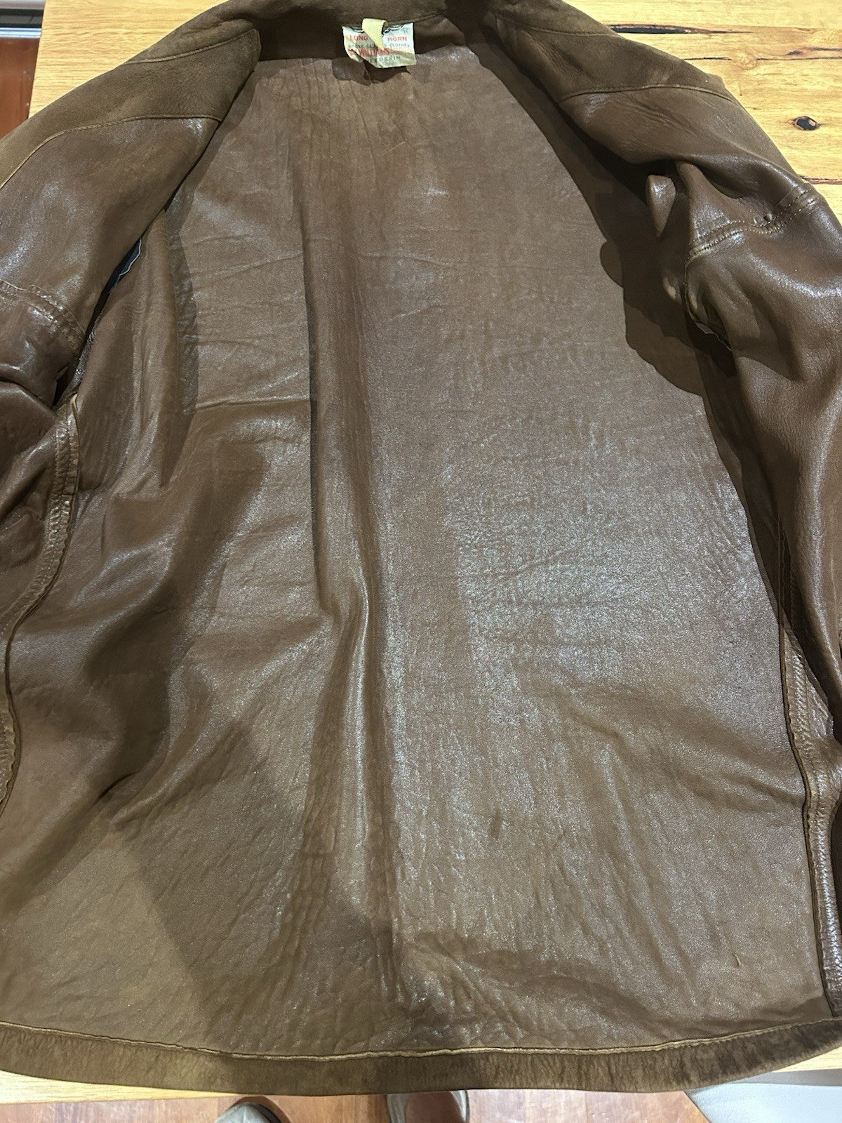 RM Williams Leather Drover Coat Size L Vintage 1980s Unlined Aussie Made